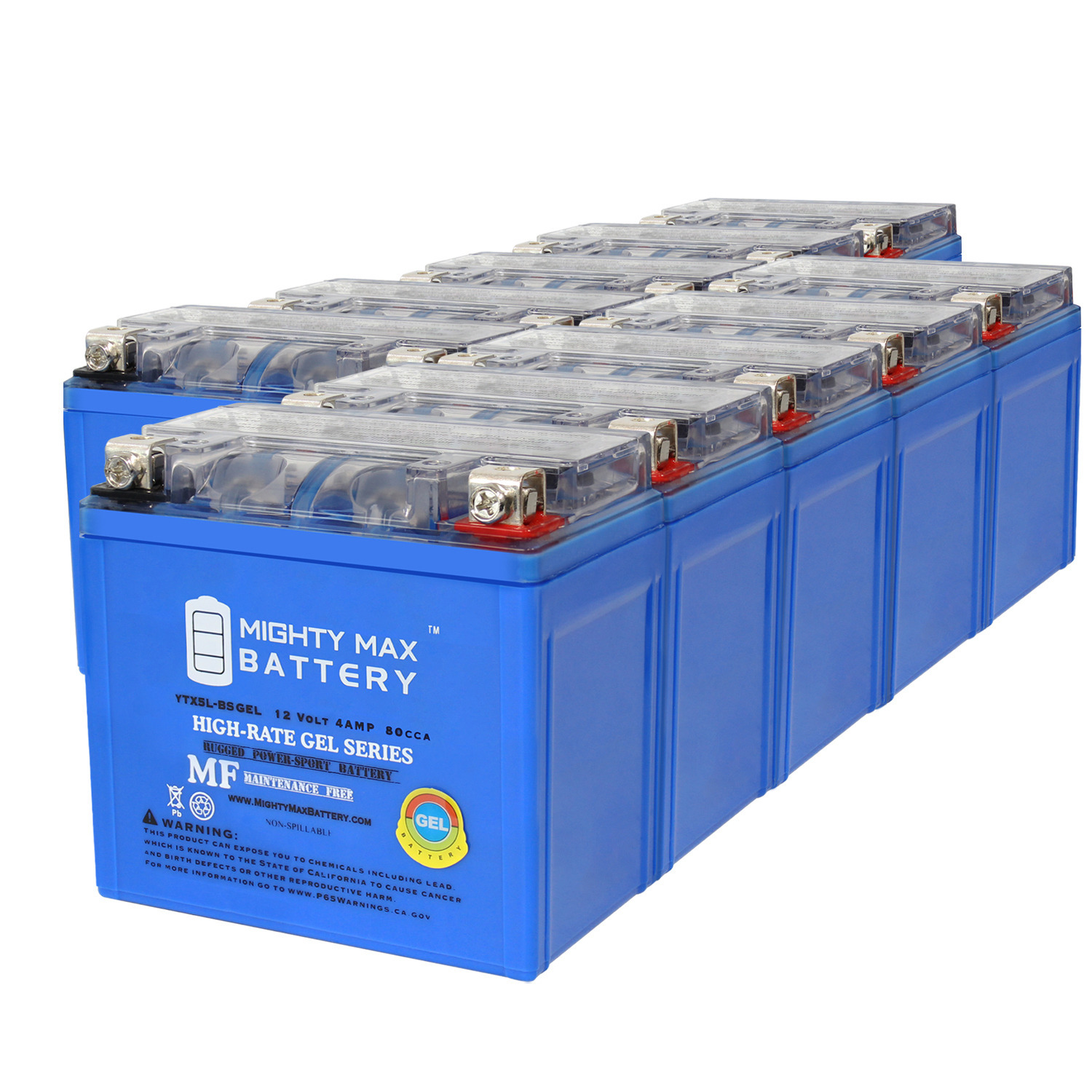 YTX5L-BSGEL 12V 4AH Replacement Battery compatible with Yamaha XC50 Vino Classic Zuma - 10 Pack