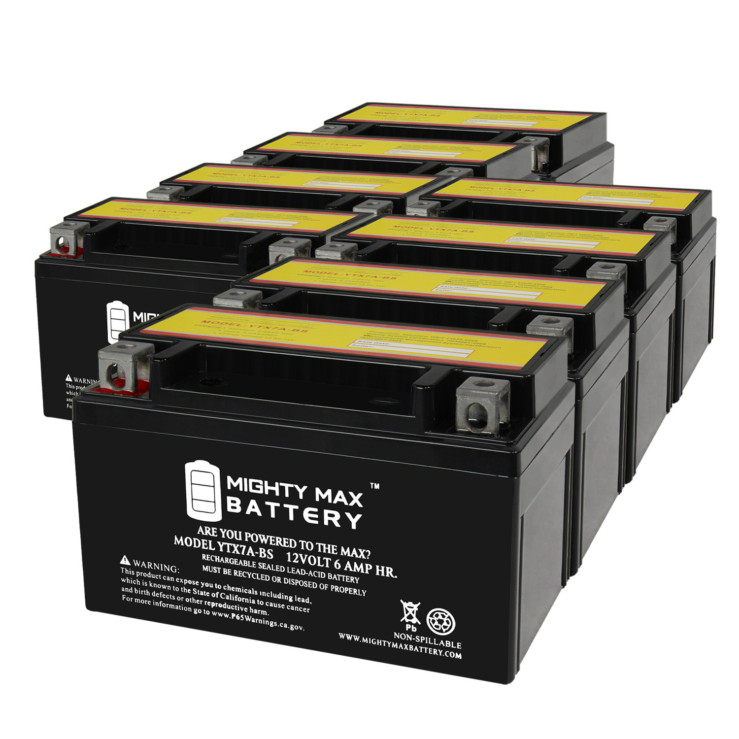 YTX7A-BS Replacement Battery Compatible with Suzuki 90 LT-Z90 QuadSport 07-23 - 8 Pack