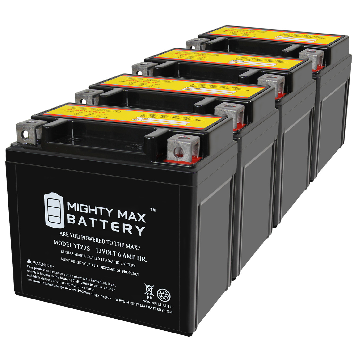 YTZ7S 12V 6AH Replacement Battery Compatible with Honda 50 NPS50, S Ruckus 23-24 - 4 Pack