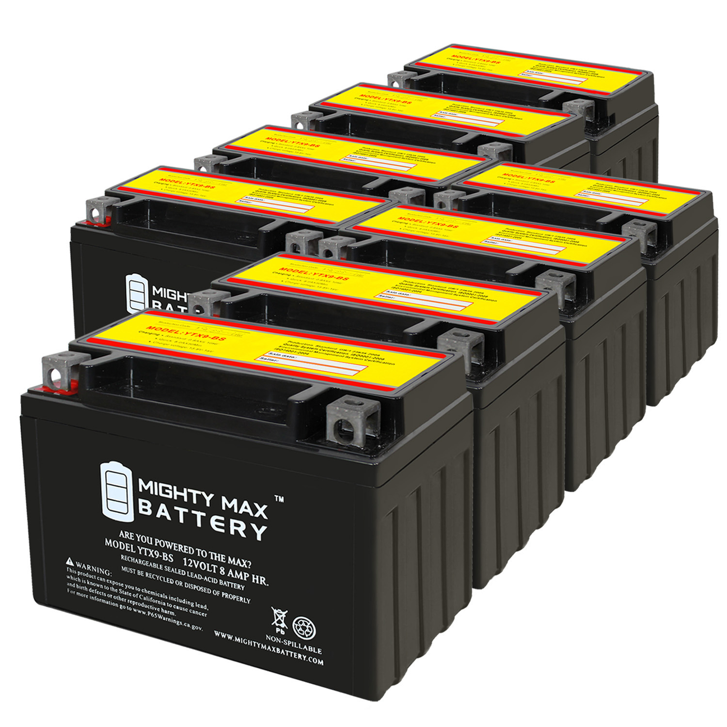 YTX9-BS SLA Replacement Battery Compatible with Polaris 70 Outlaw 22-23 - 8 Pack