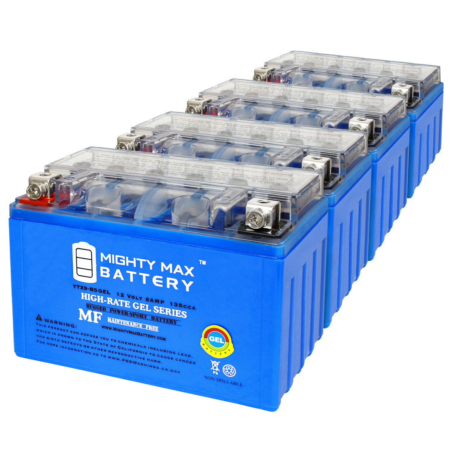 YTX9-BSGEL - 12V 8AH GEL 135CCA Motorcycle Battery - Pack of 4