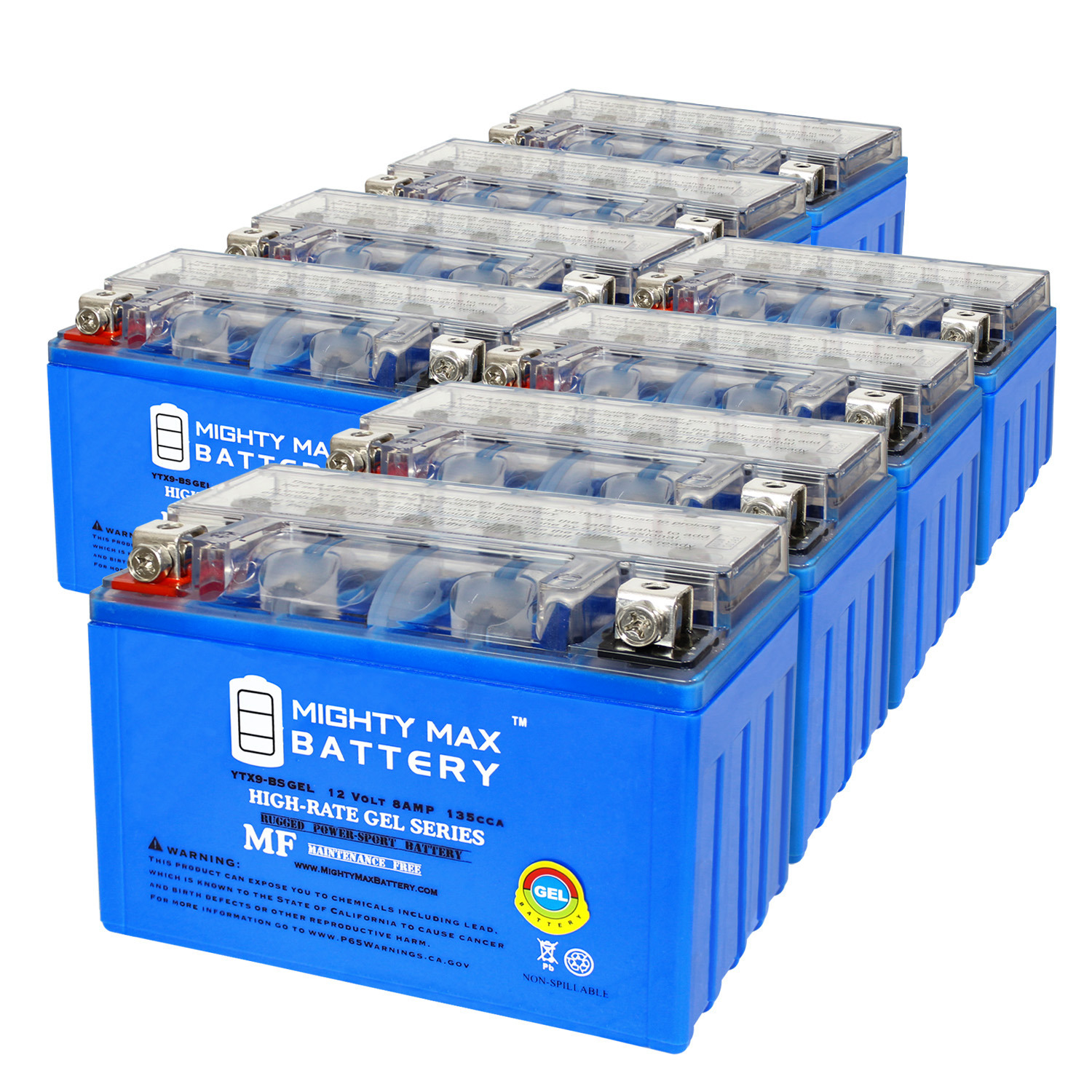 YTX9-BSGEL - 12V 8AH GEL 135CCA Motorcycle Battery - Pack of 8