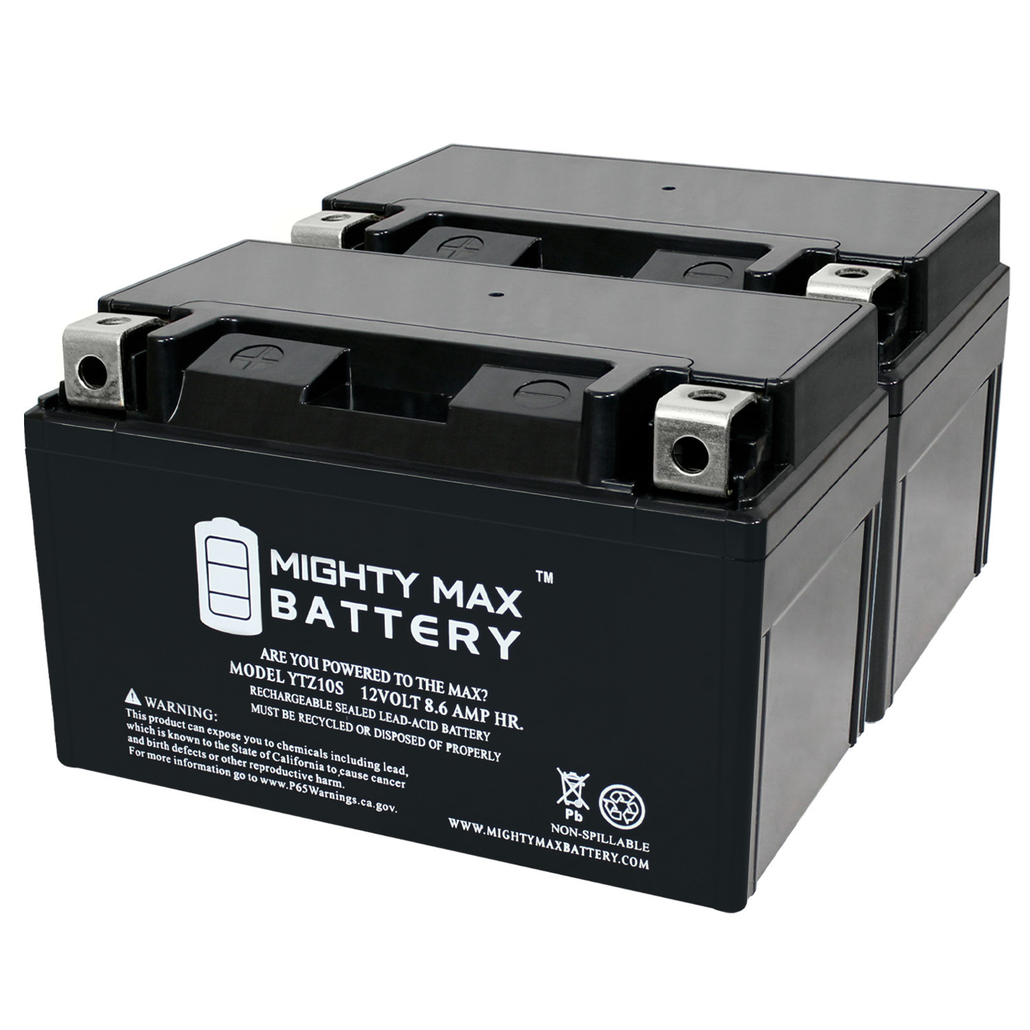 YTZ10S 12V 8.6AH Replacement Battery compatible with GS Yuasa TTZ10S - 2 Pack
