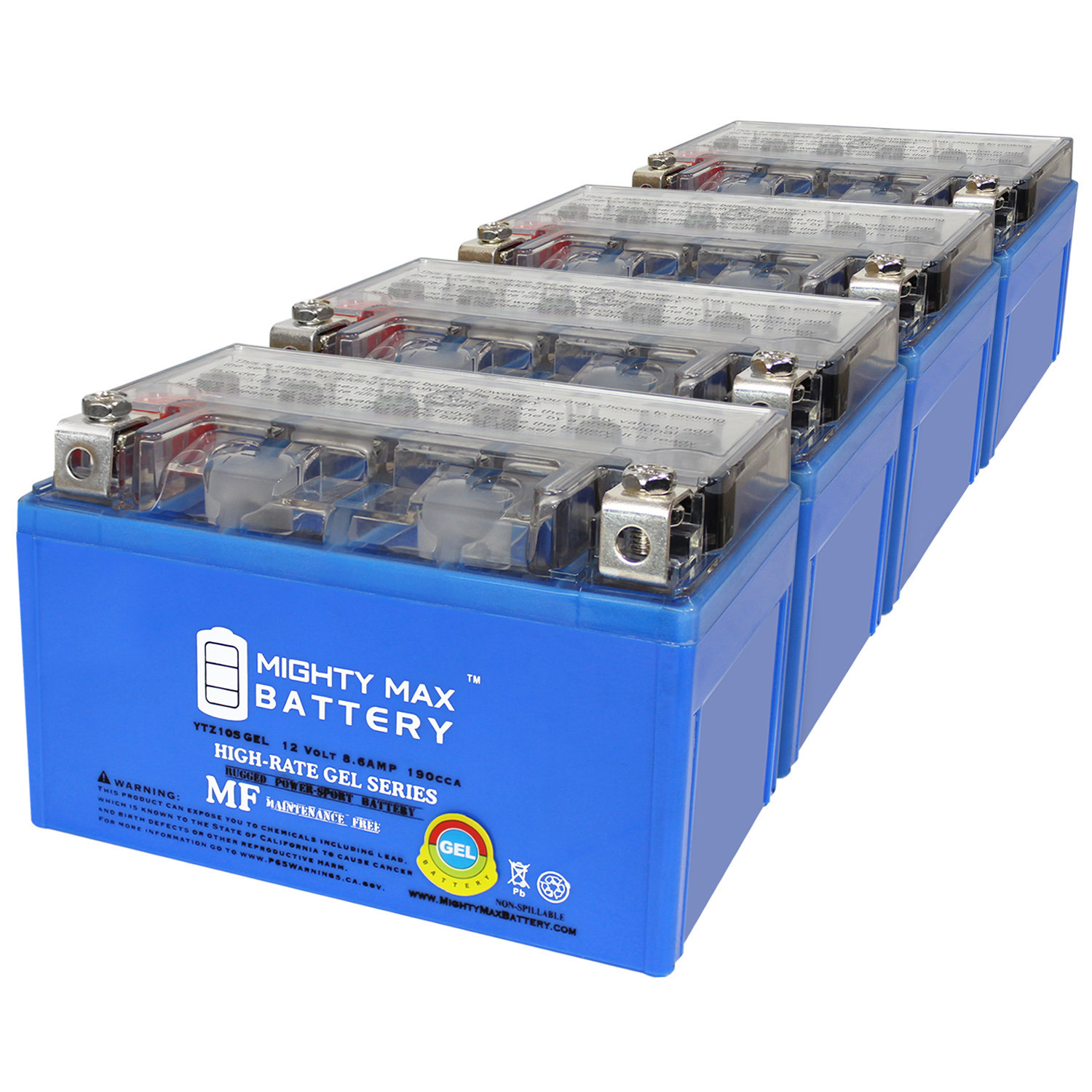 YTZ10SGEL - 12V 8.6AH GEL 190CCA SLA Motorcycle Battery - Pack of 4