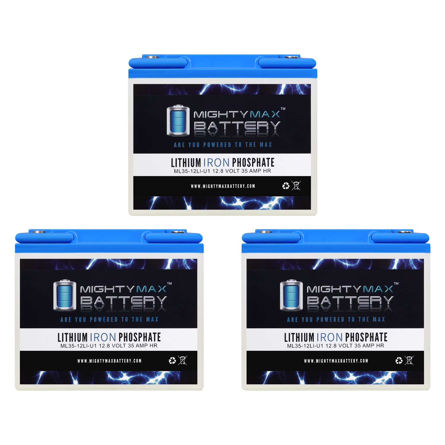 12V 35AH U1 Lithium Replacement Battery compatible with Razor Crazy Cart DLX 12V - 3 Pack