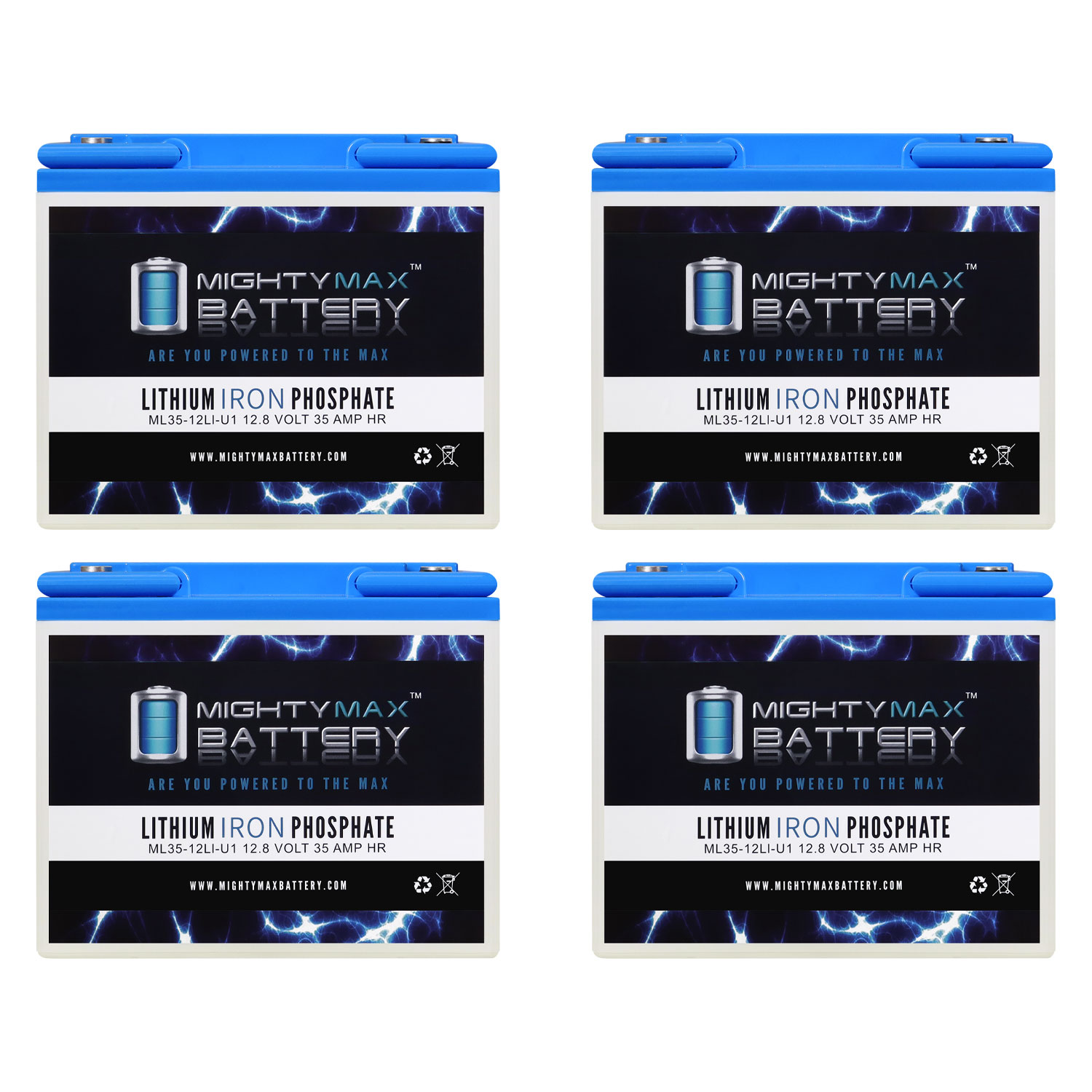 12V 35AH U1 Lithium Replacement Battery compatible with Pride Mobility PMV503 Hurricane - 4 Pack