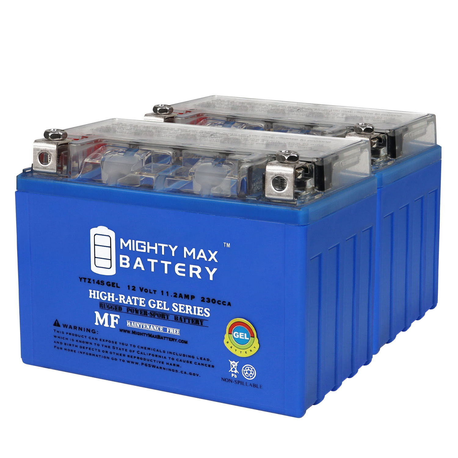 YTZ14SGEL -12 Volt 11.2 AH, GEL Type, 230 CCA, Rechargeable Maintenance Free SLA AGM Motorcycle Battery	 - Pack of 2