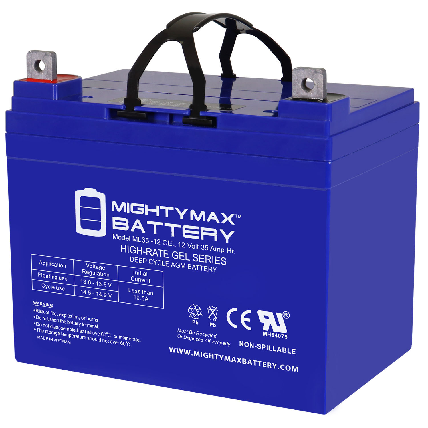 12V 35AH GEL NB Replacement Battery Compatible with UPS12-150MR LC-LA1233P EP33-12 PRC1235