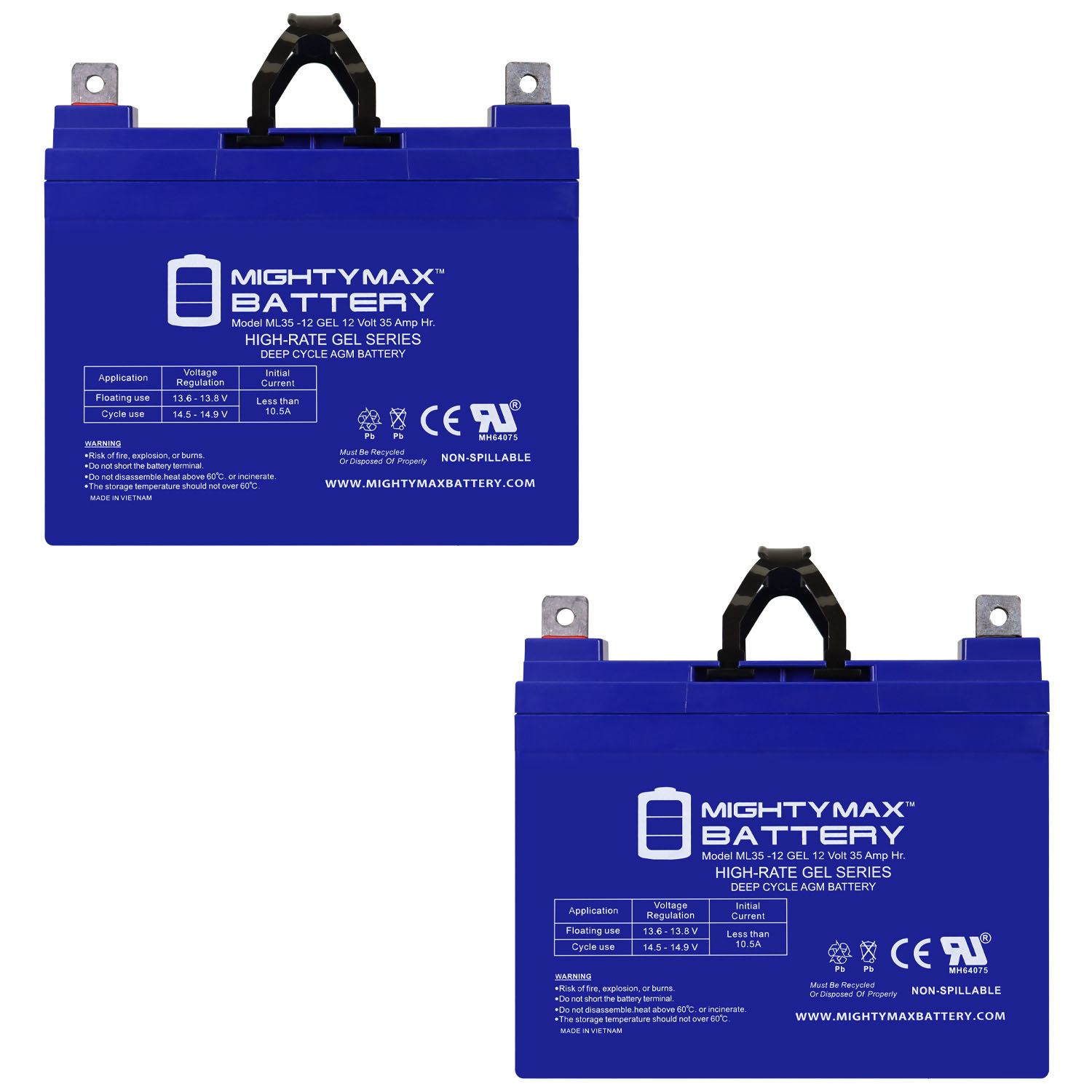 12V 35AH GEL NB Replacement Battery Compatible with Pride Mobility Wheelchair Jazzy 1103 - 2 Pack