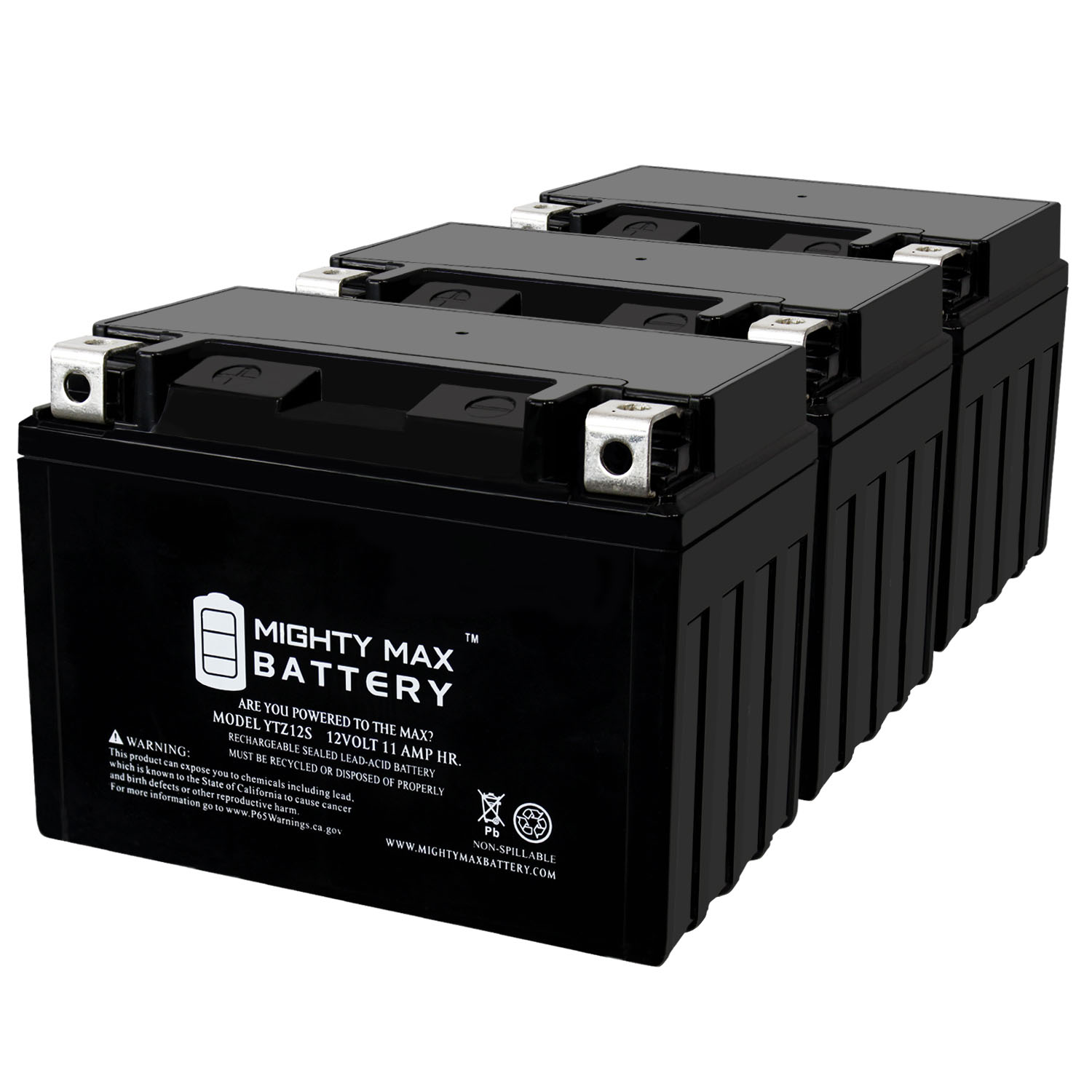 YTZ12S 12V 11Ah Replacement Battery compatible with Yamaha 1200 XTZ1200Z Super Tenere 12-23 - 3 Pack