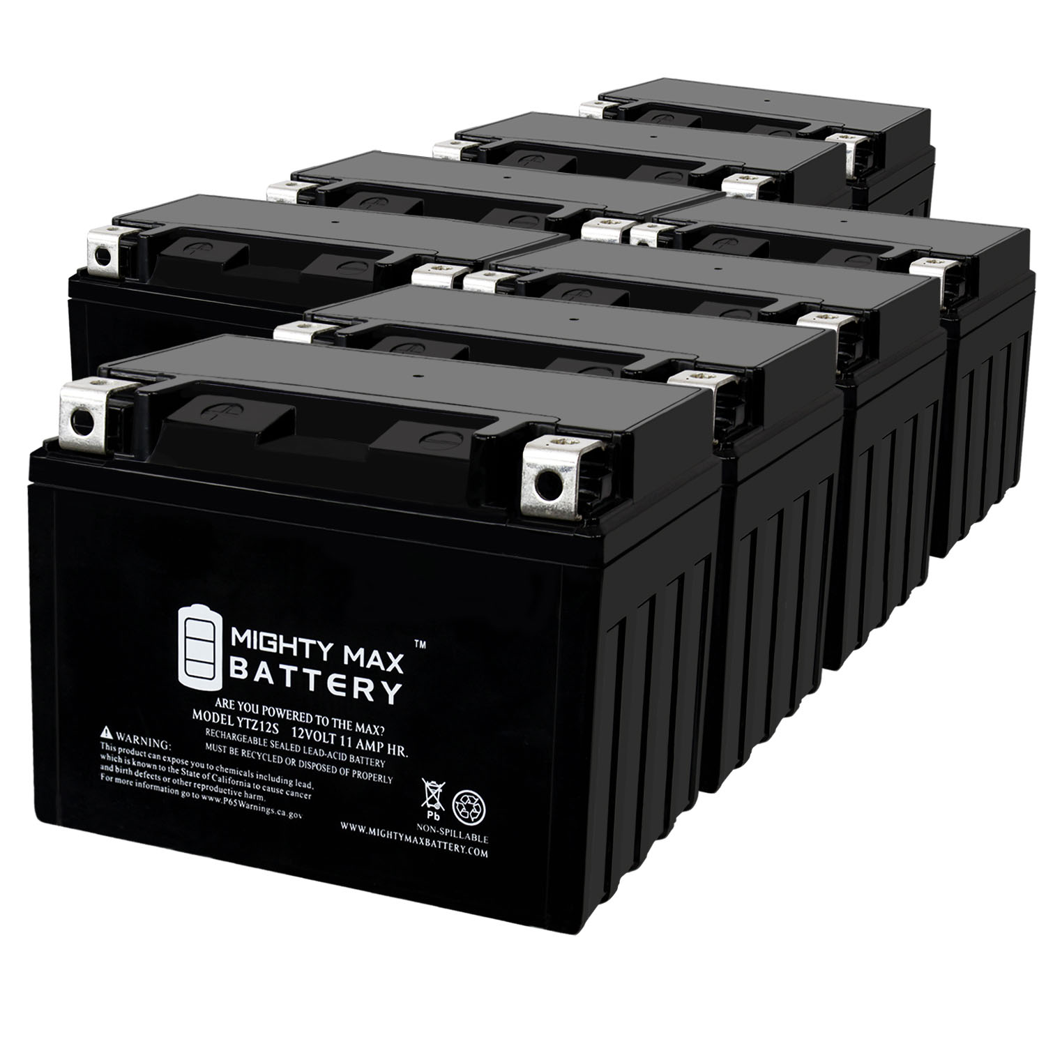 YTZ12S 12V 11Ah Replacement Battery compatible with Yamaha 1200 XTZ1200Z Super Tenere 12-23 - 8 Pack