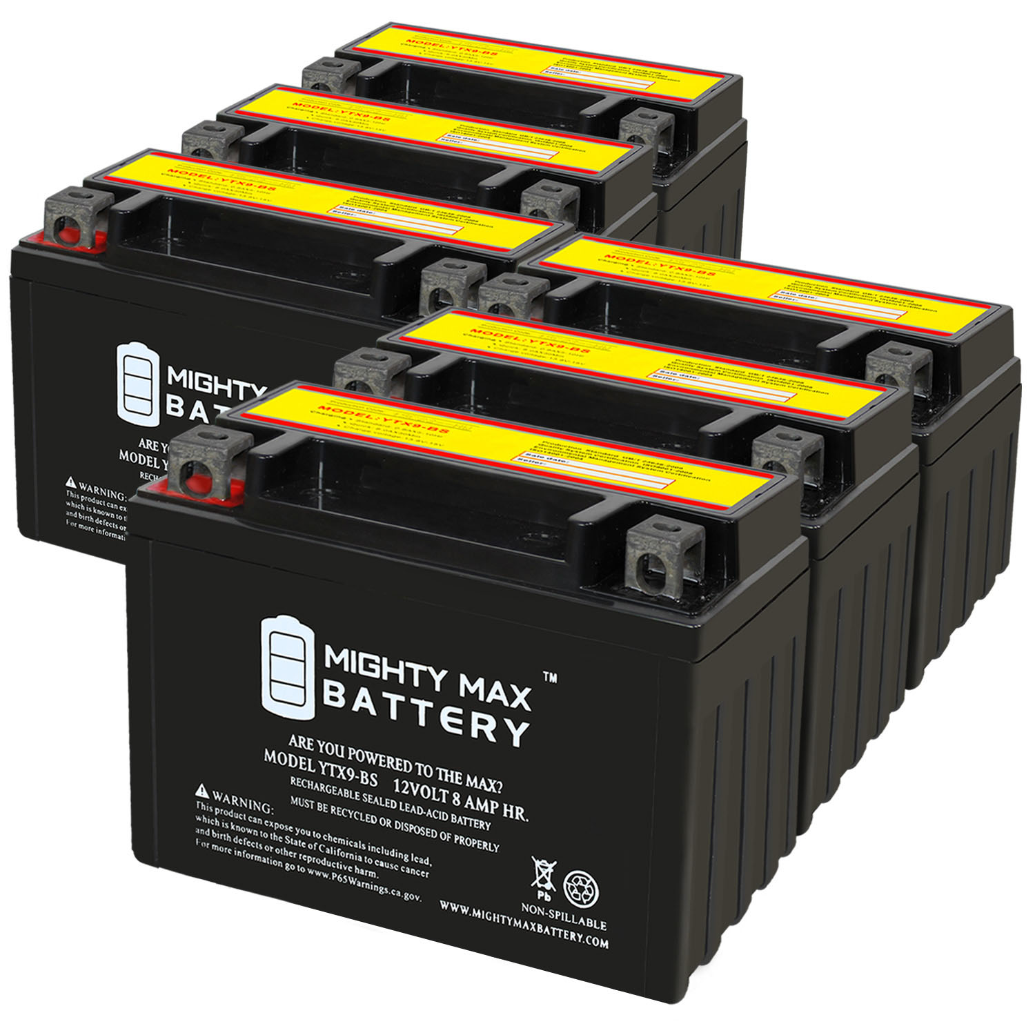 YTX9-BS SLA Replacement Battery Compatible with Husqvarna 400 Svartpilen, Vitpilen 18-21 - 6 Pack