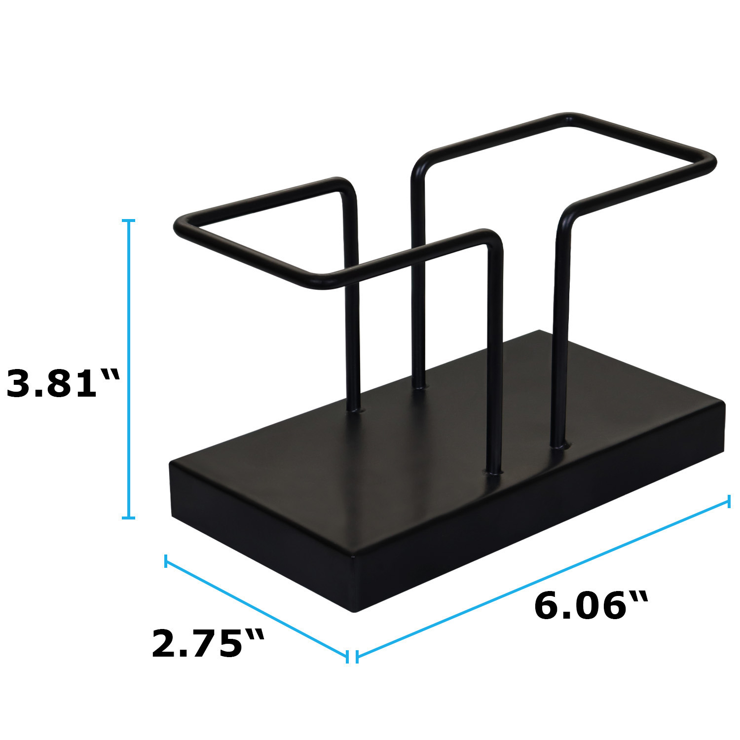 Modern Black Scandinavian standup napkin holder with elevated base 