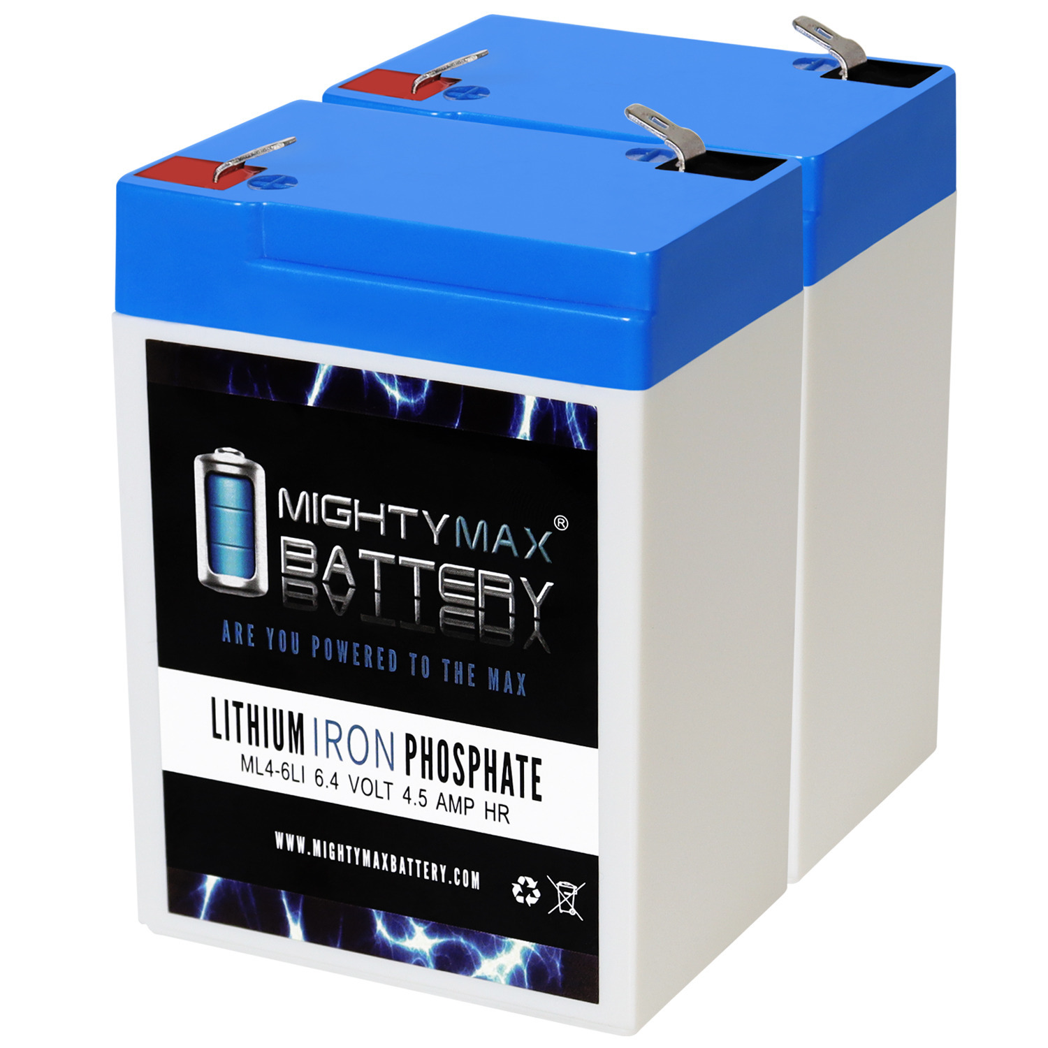 ML4-6LI - 6 Volt 4.5 AH Deep Cycle Lithium Iron Phosphate (LiFePO4) Rechargeable and Maintenance Free Battery - Pack of 2