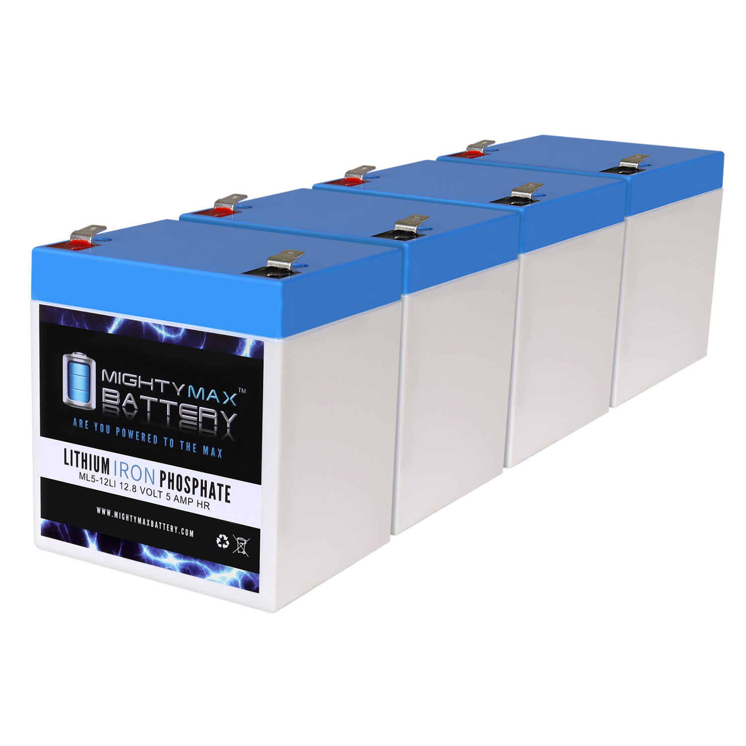 ML5-12LI - 12 Volt 5 AH Deep Cycle Lithium Iron Phosphate (LiFePO4) Rechargeable and Maintenance Free Battery - Pack of 4