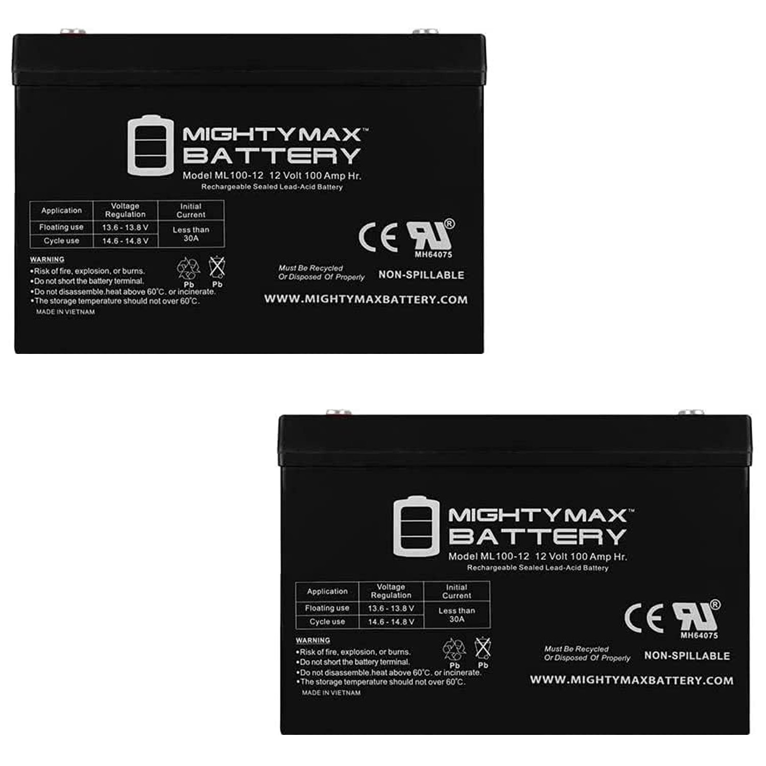 12V 100Ah SLA Replacement Battery Compatible with APC SILCON SL10KG - 2 Pack