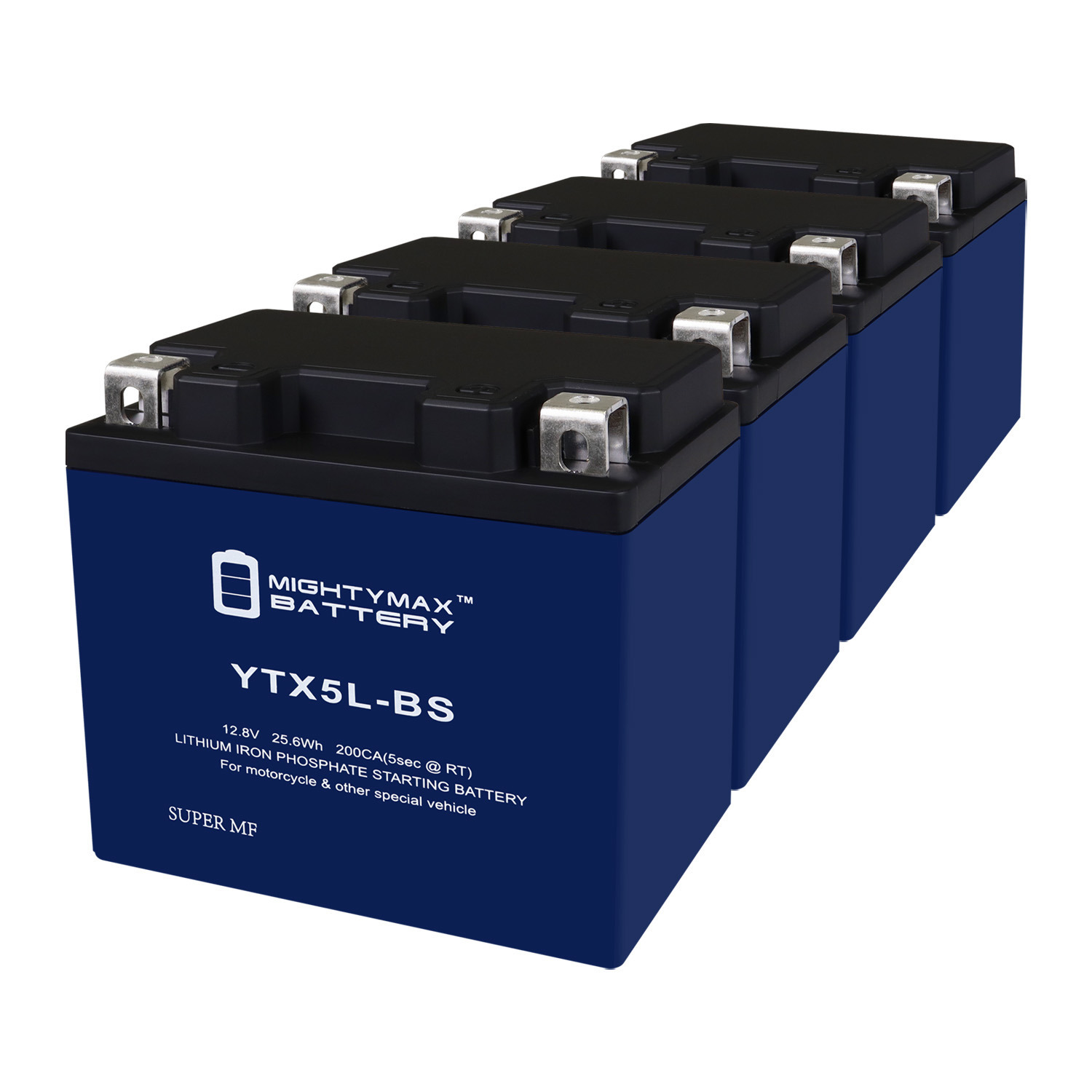 Mighty Max Battery YTX5L-BSLIFEPO4 - 12 Volt 4 AH, 150 CCA, Lithium Iron Phosphate (LiFePO4) Battery - Pack of 4