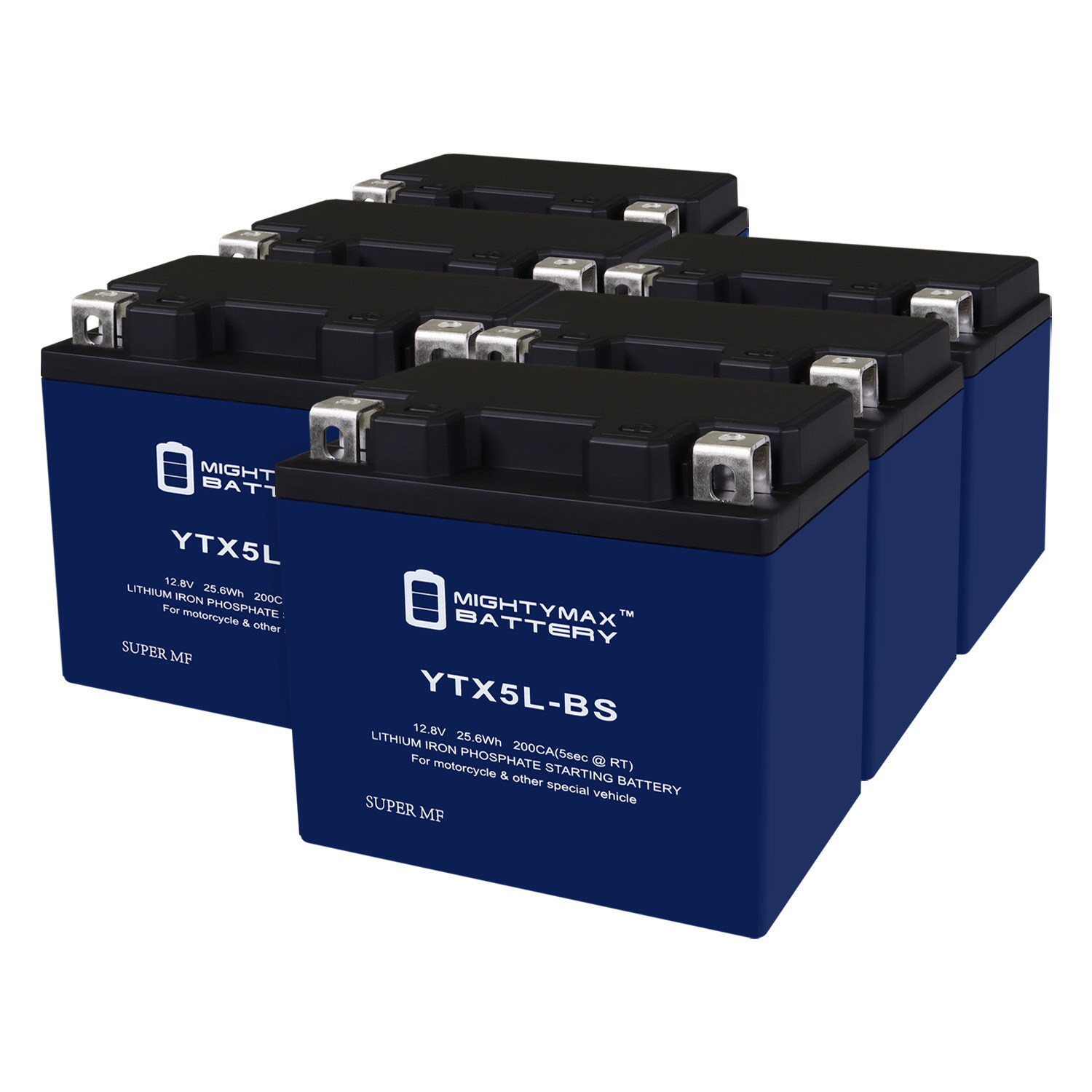 YTX5L-BS Lithium Replacement Battery Compatible with Suzuki 50 LT-Z50 QuadSport 06-19 - 6 Pack