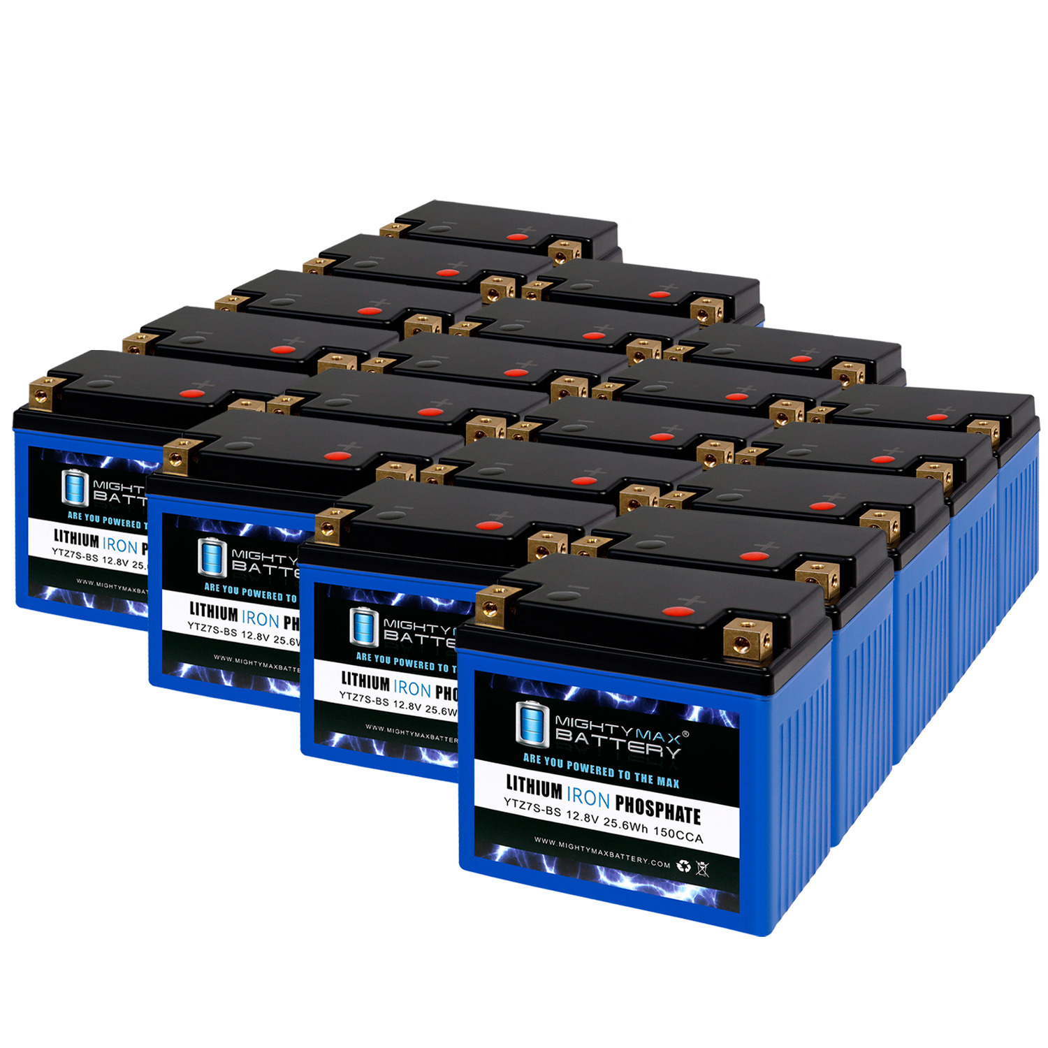 Mighty Max Battery YTZ7S-BS LIFEPO4 - 12 Volt 6 AH, 150 CCA, Lithium Iron Phosphate (LiFePO4) Battery - Pack of 20