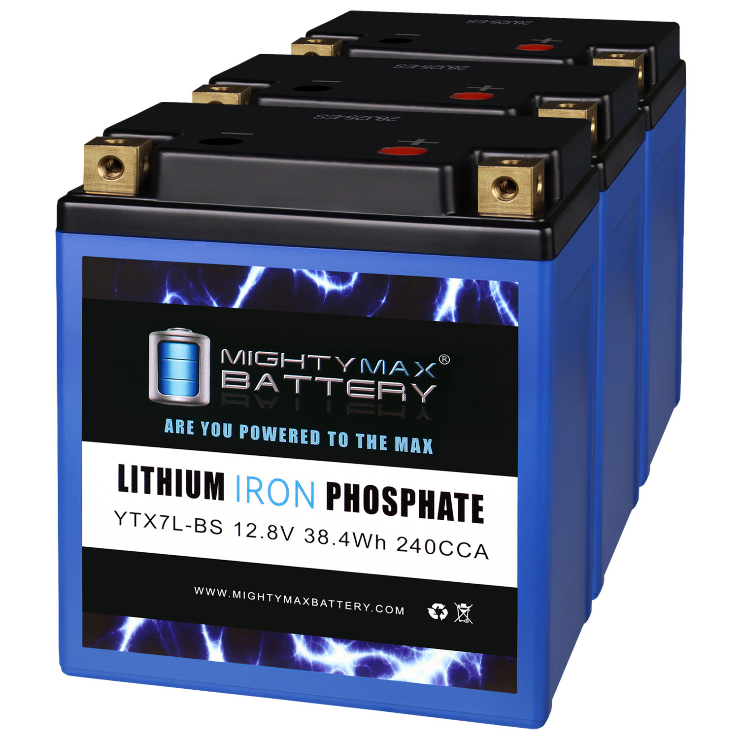 YTX7L-BS LIFEPO4 - 12 Volt 6 AH, 210 CCA, Lithium Iron Phosphate (LiFePO4) Battery - Pack of 3