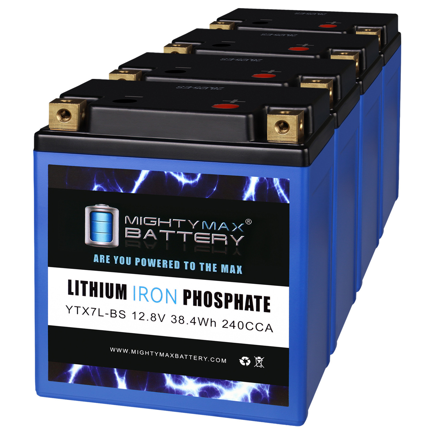 YTX7L-BS LIFEPO4 - 12 Volt 6 AH, 210 CCA, Lithium Iron Phosphate (LiFePO4) Battery - Pack of 4