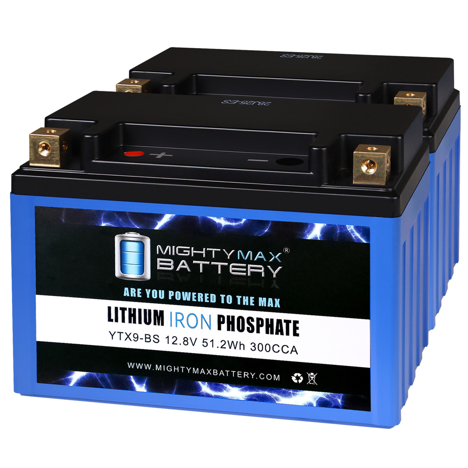 YTX9-BS LIFEPO4 - 12 Volt 8 AH, 300 CCA, Lithium Iron Phosphate (LiFePO4) Battery - Pack of 2