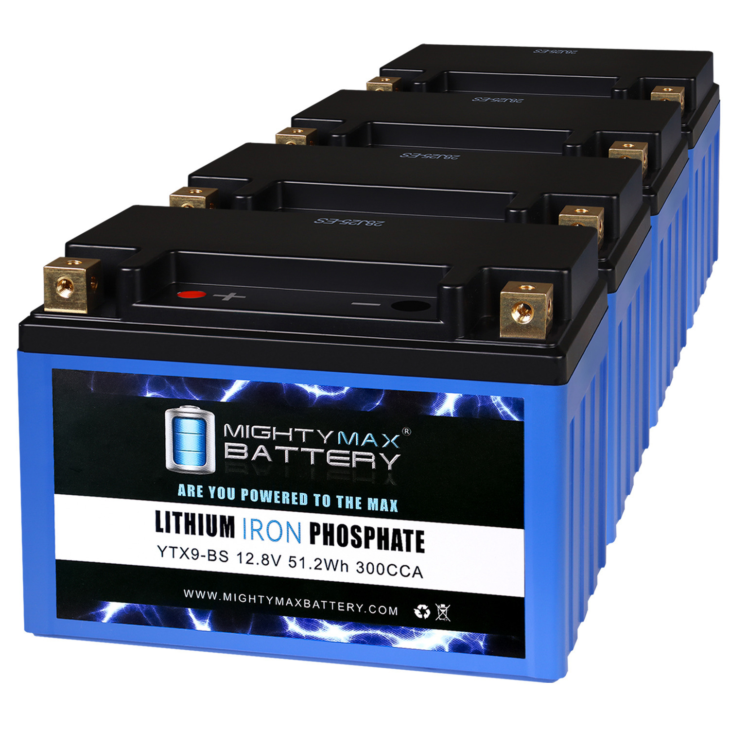 YTX9-BS LIFEPO4 - 12 Volt 8 AH, 300 CCA, Lithium Iron Phosphate (LiFePO4) Battery - Pack of 4