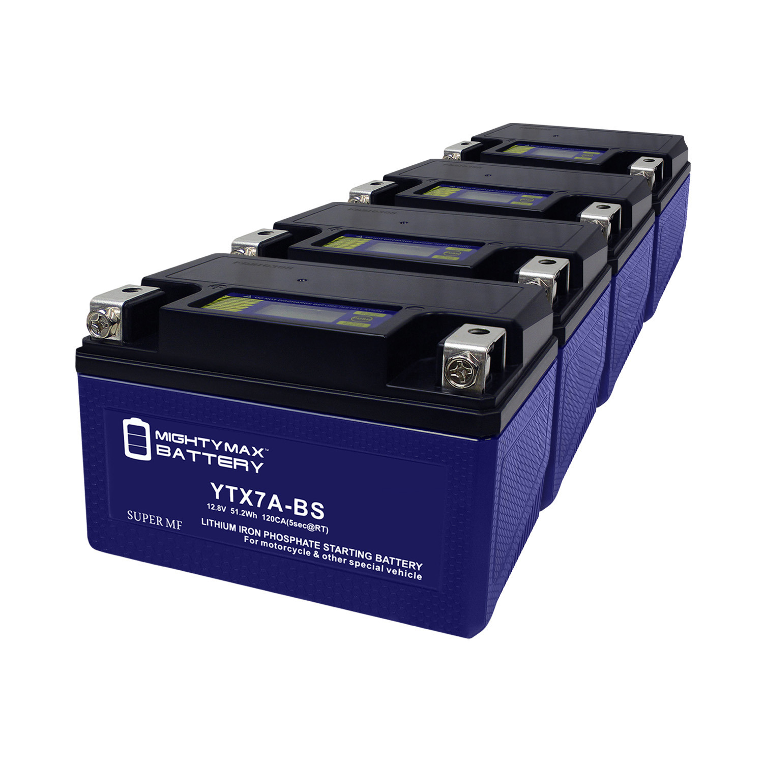 YTX7A-BS Lithium Replacement Battery compatible with Kawasaki 230 KLX230, S, SE, SM, ABS 20-23 - 4 Pack