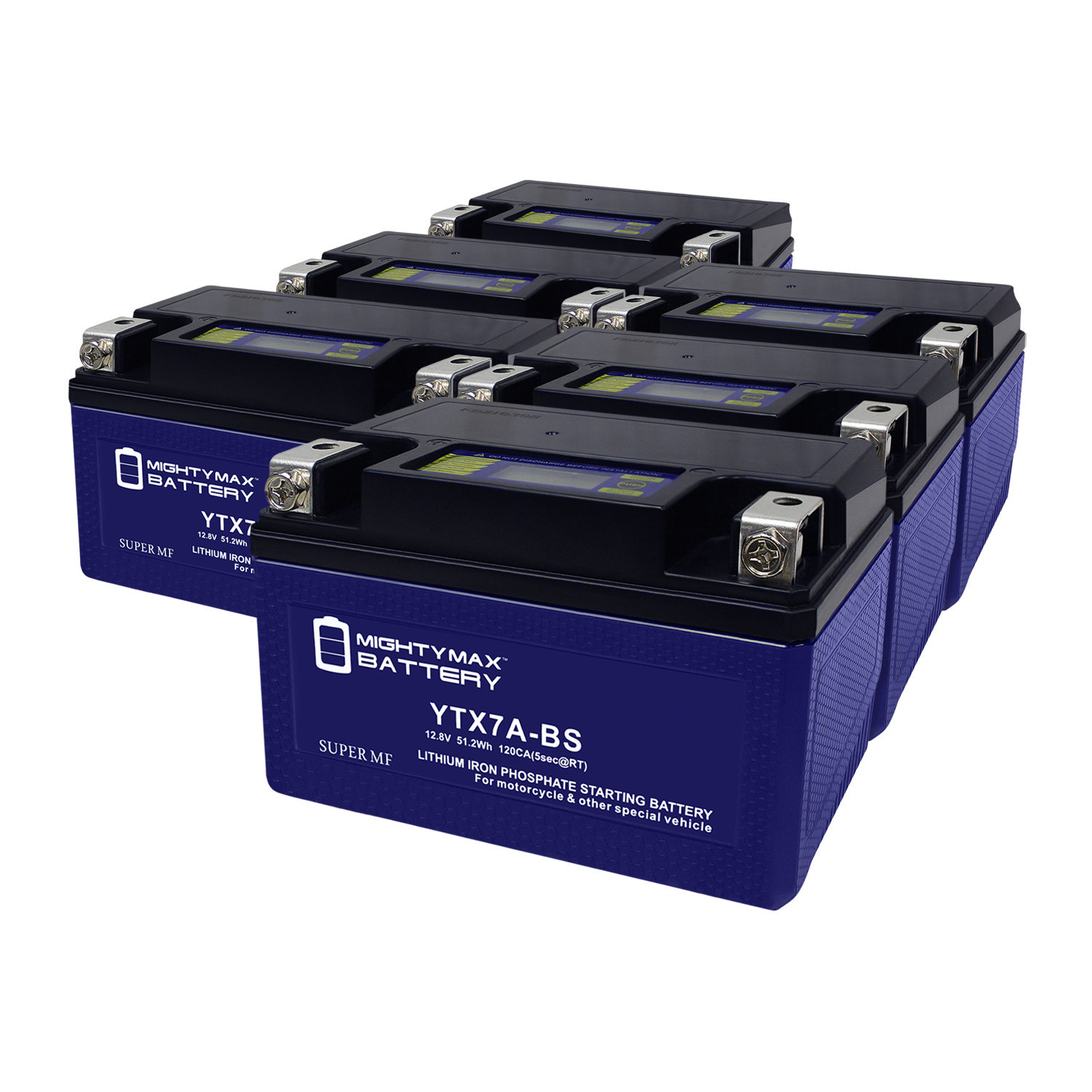 YTX7A-BS Lithium Replacement Battery Compatible with Western PowerSports YTX7A-BS - 6 Pack