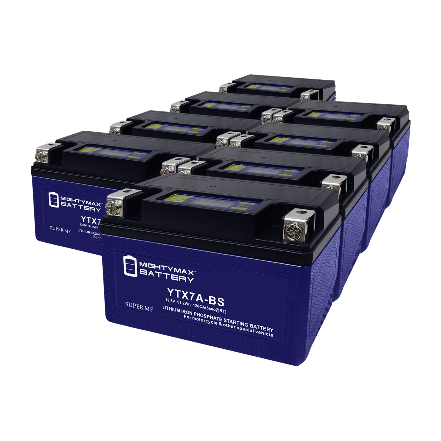 YTX7A-BS Lithium Replacement Battery Compatible with ATV Yacht CTX7A-BS - 8 Pack