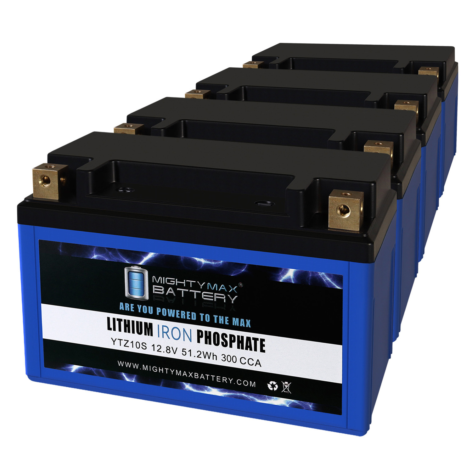 YTZ10S LIFEPO4 - 12 Volt 8.6 AH, 270 CCA, Lithium Iron Phosphate (LiFePO4) Battery - Pack of 4