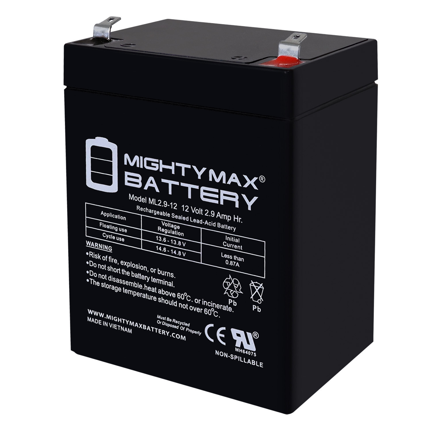 12V 2.9AH F1 SLA Replacement Battery Compatible With Emergency Lighting