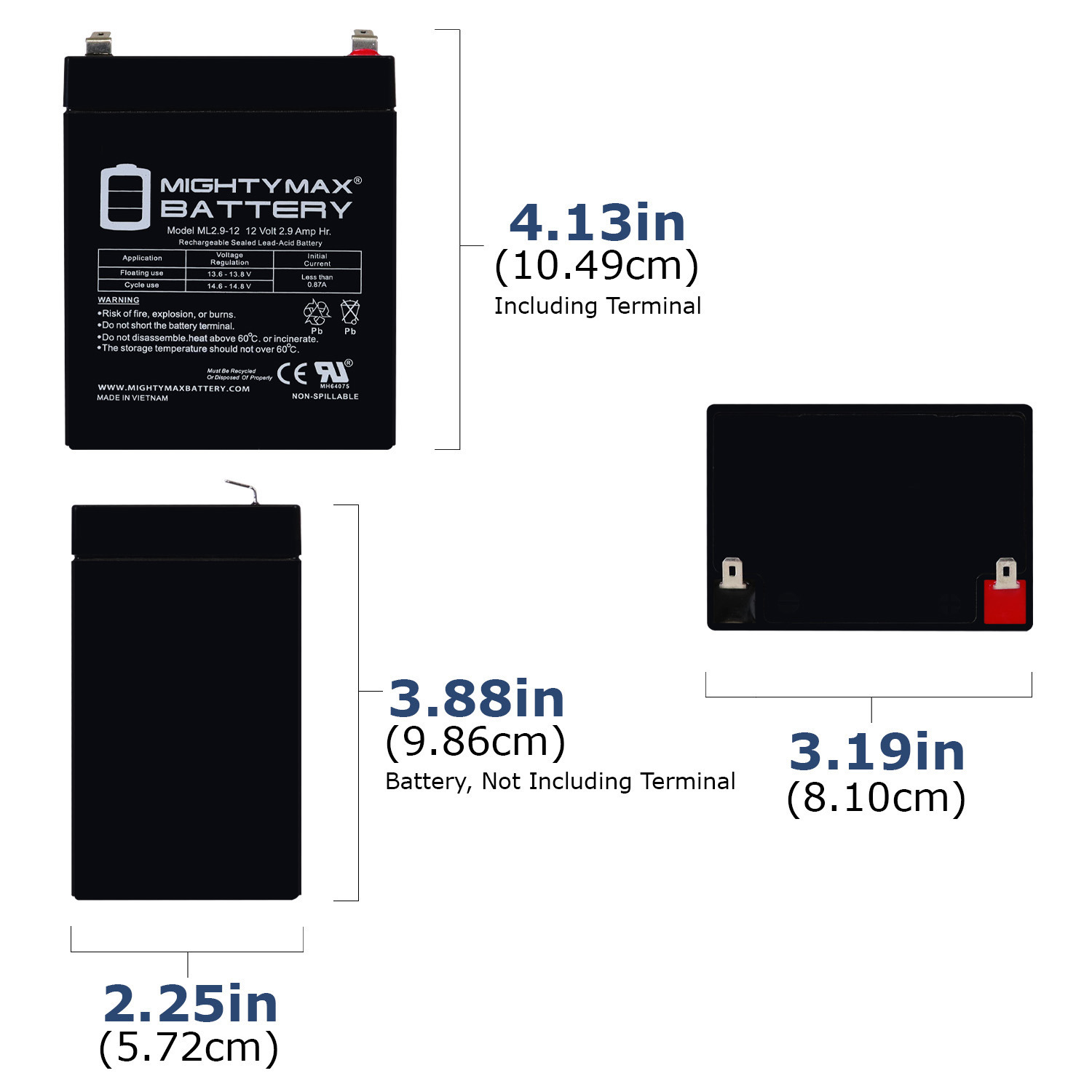 12V 2.9AH F1 SLA Replacement Battery Compatible With NPP NP12-2.9