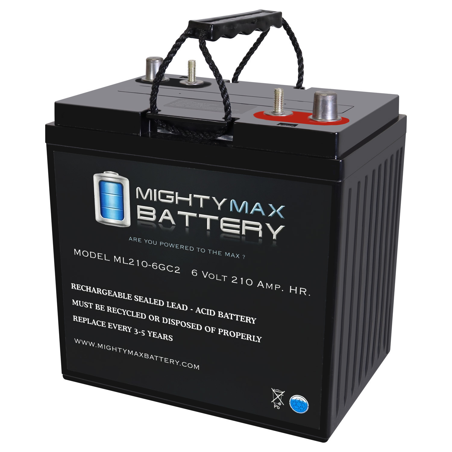 6V 210AH Dual Terminal SLA Replacement Battery Compatible with AGM GC2-XHD
