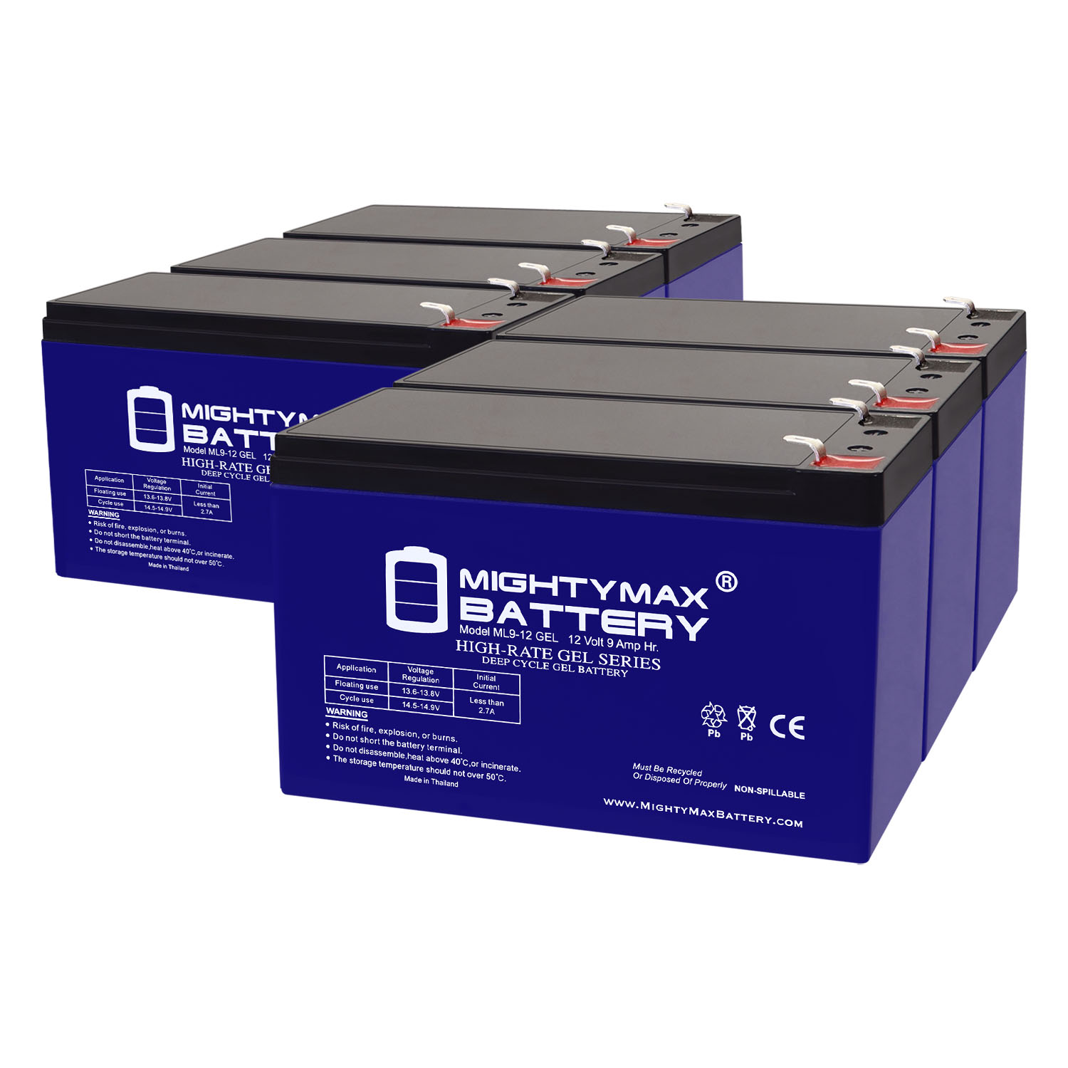 12V 9AH GEL F2 Replacement Battery Compatible with Brooks Equipment BAT127 - 6 Pack