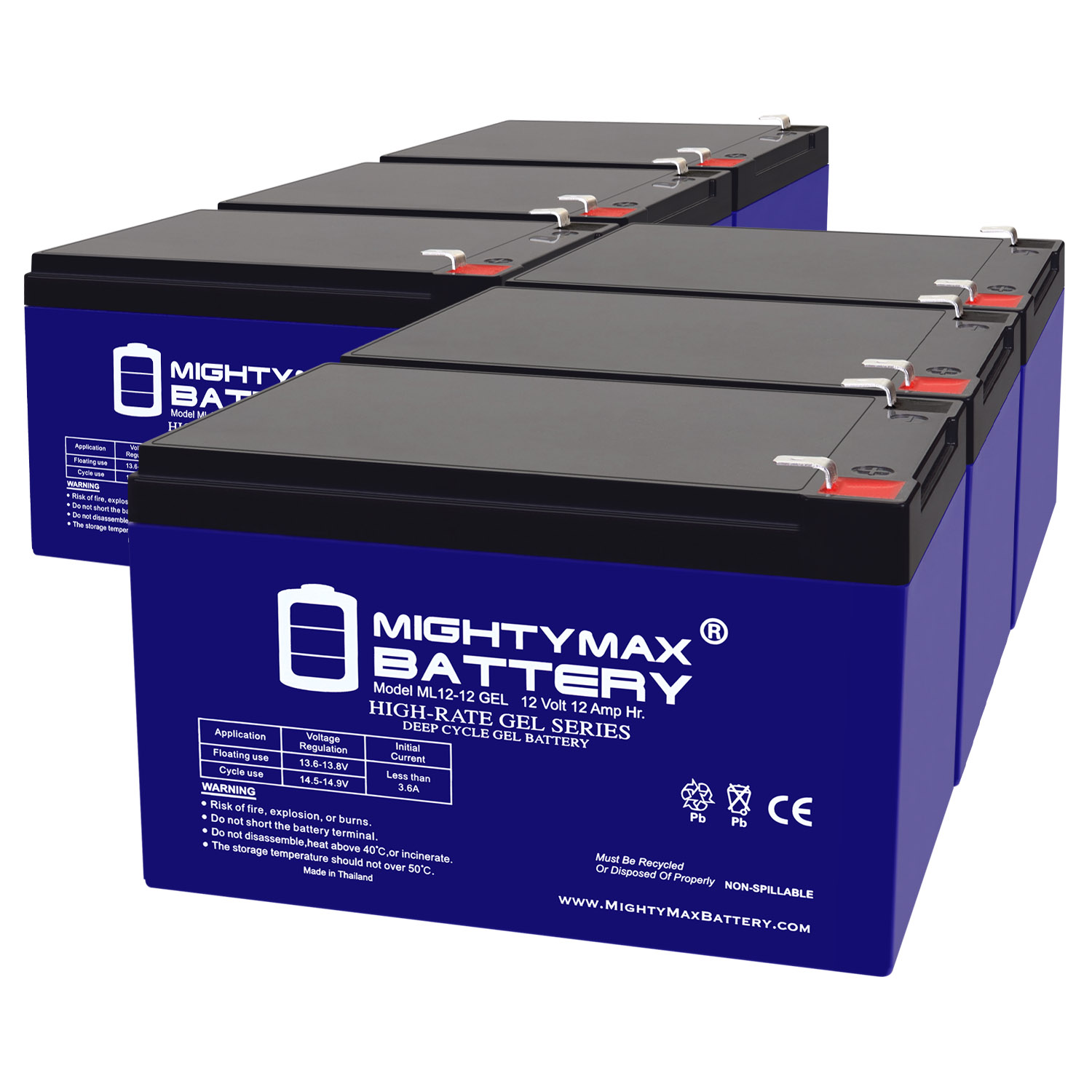 12V 12AH GEL F2 Replacement Battery Compatible with Trac T10108 Electric Anchor Winch - 6 Pack