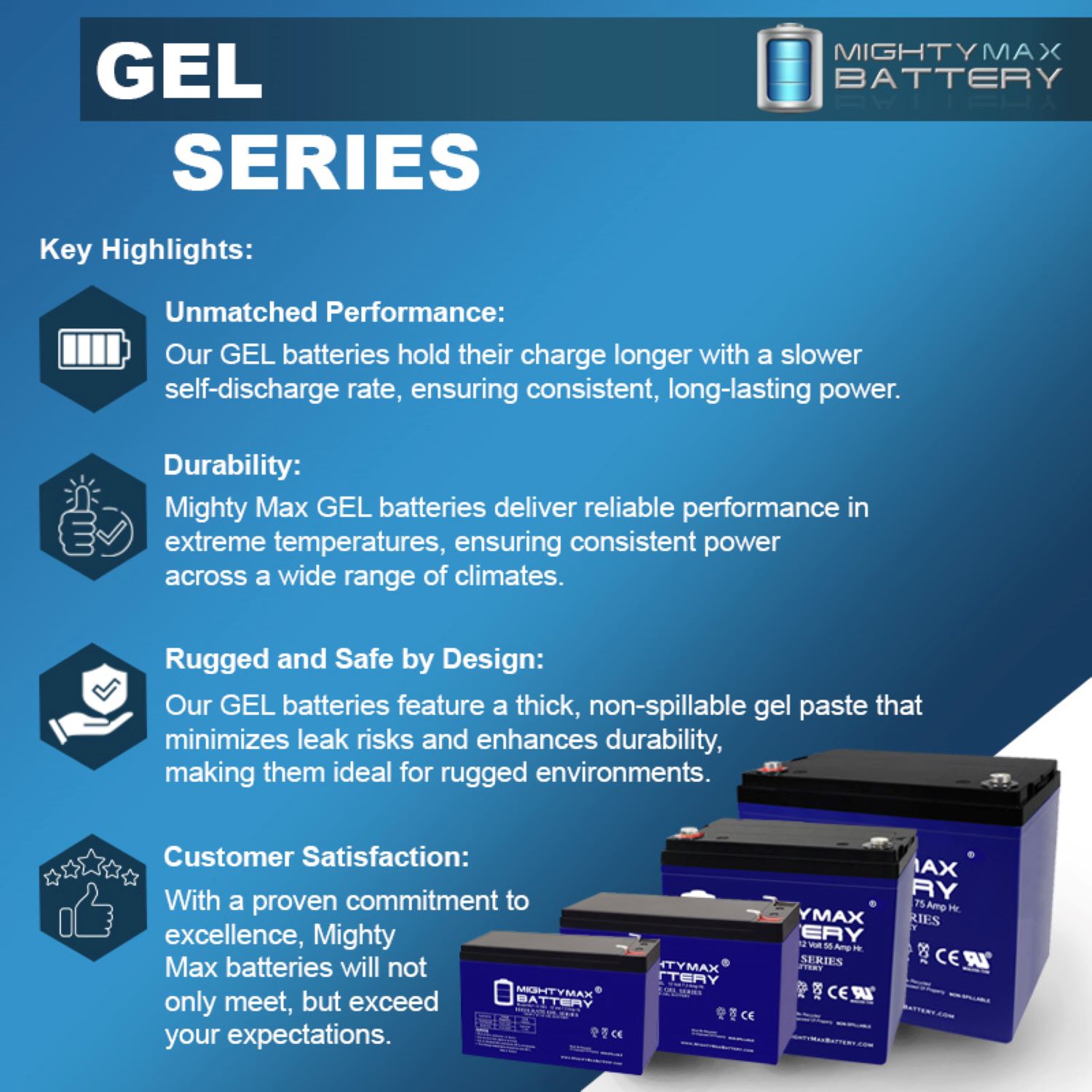 ML12-12GEL - 12 Volt 12 AH, GEL Type, F2 Terminal, Rechargeable SLA AGM Battery Includes 12V Charger