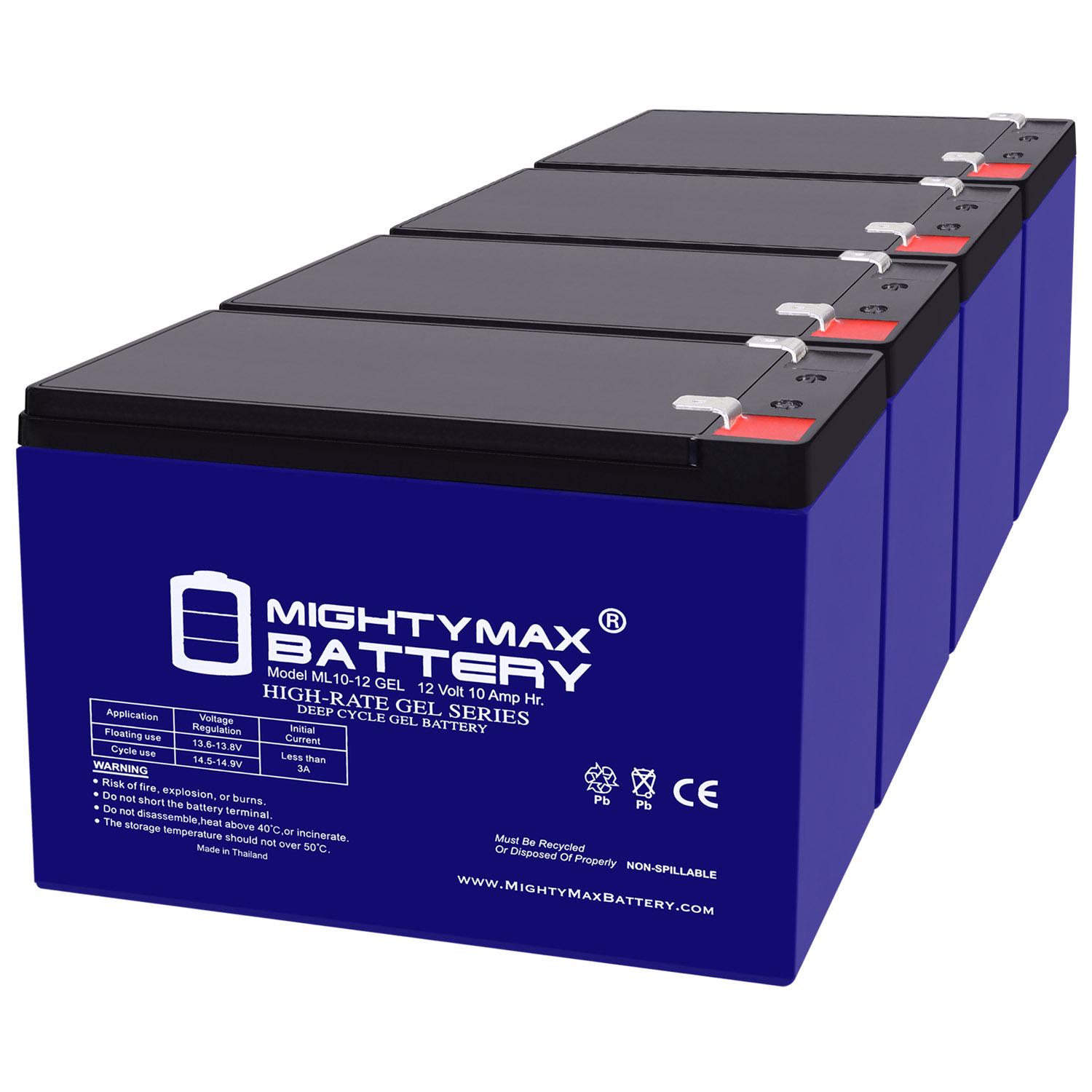 12V 10AH GEL F2 Replacement Battery Compatible with Rascal Ultralite 370 - 4 Pack