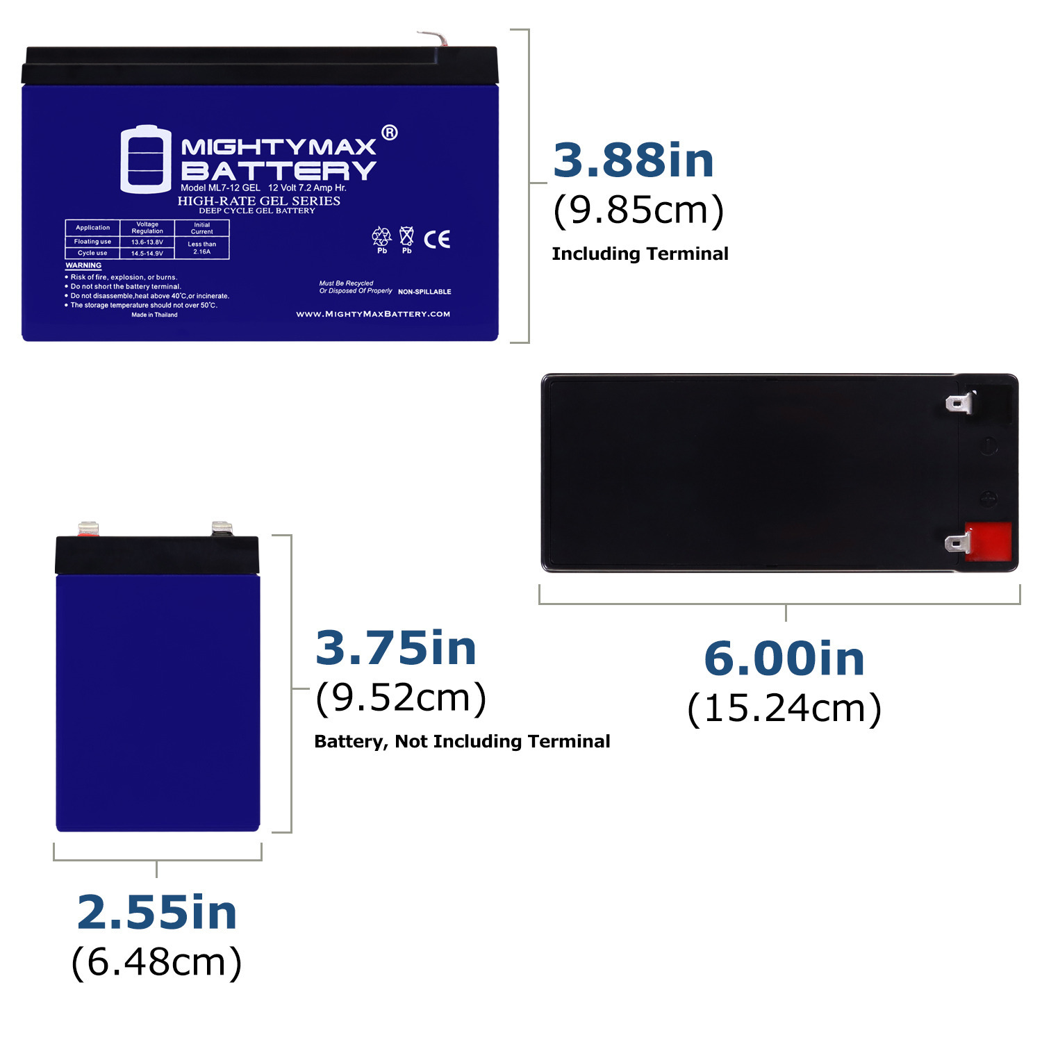 ML7-12GEL - 12 Volt 7AH, GEL Type, F1 Terminal, Rechargeable SLA AGM Battery Includes 12V Charger