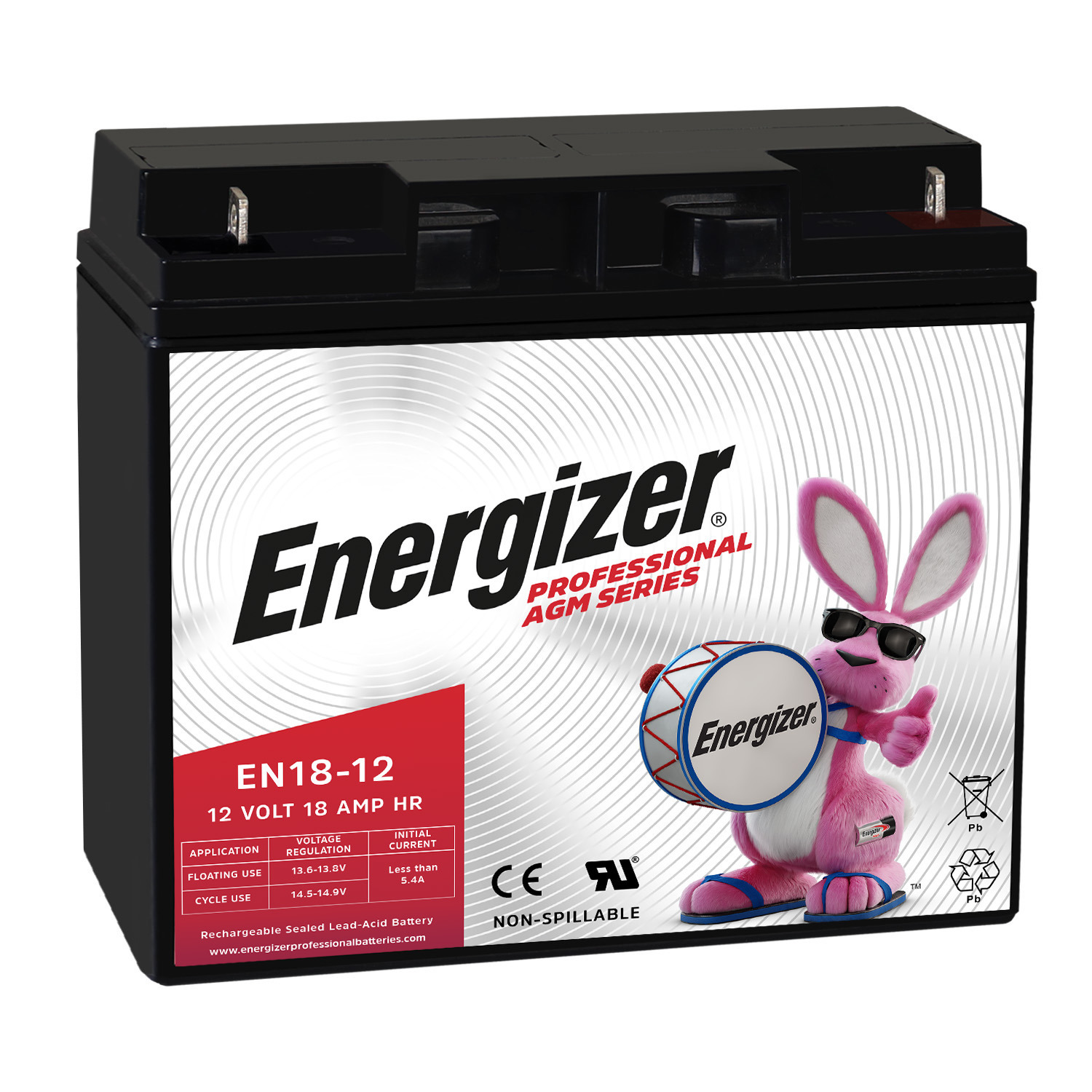 Energizer EN18-12, 12 Volt 18 Amp Hr, Long Lasting Sealed Lead Acid AGM Rechargeable Battery Ideal For Use In Wheelchairs, Electric Scooters, Generators, Backup Power, eBikes, and more