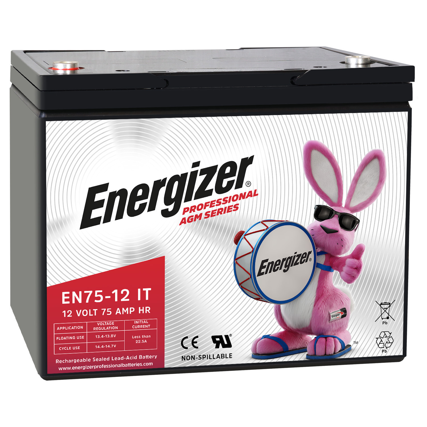 Energizer EN75-12IT, 12 Volt 75 Amp Hr, Long Lasting Sealed Lead Acid AGM Rechargeable Battery Ideal For Use In Wheelchairs, Electric Scooters, Sump Pumps, and more