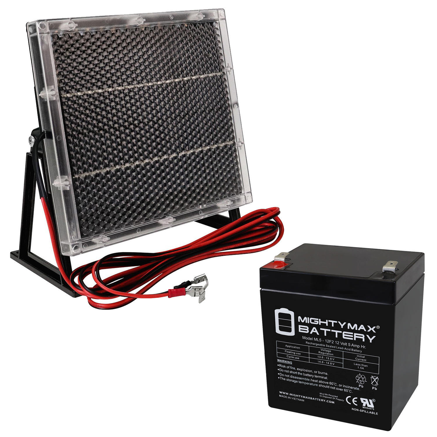 12 Volt 5 AH F2 SLA Battery With 12V Solar Panel Charger