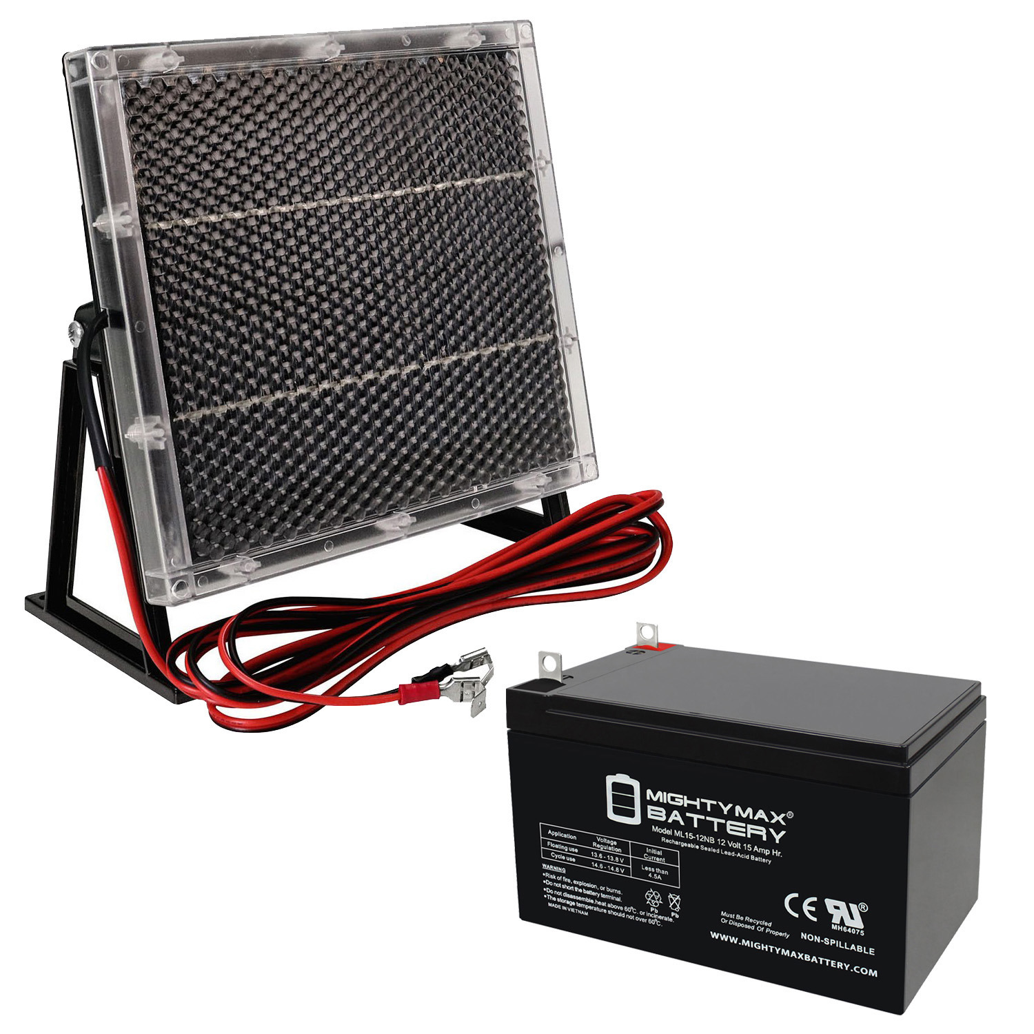 12 Volt 15 AH NB SLA Battery With 12V Solar Panel Charger