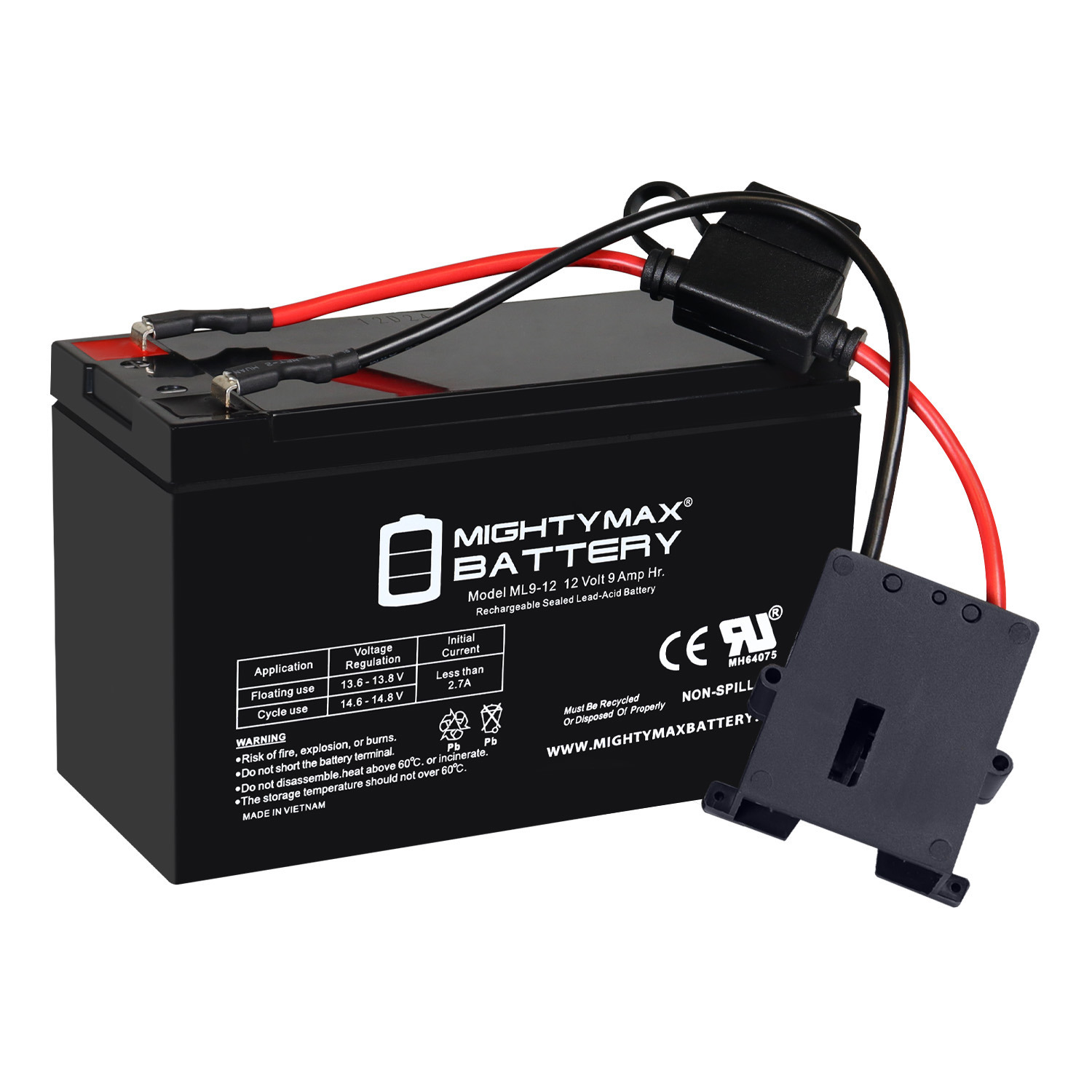 12V 9AH F2 SLA Replacement Battery Compatible With Kids Electric Power Wheels Car, ATV, Scooter, and Toys