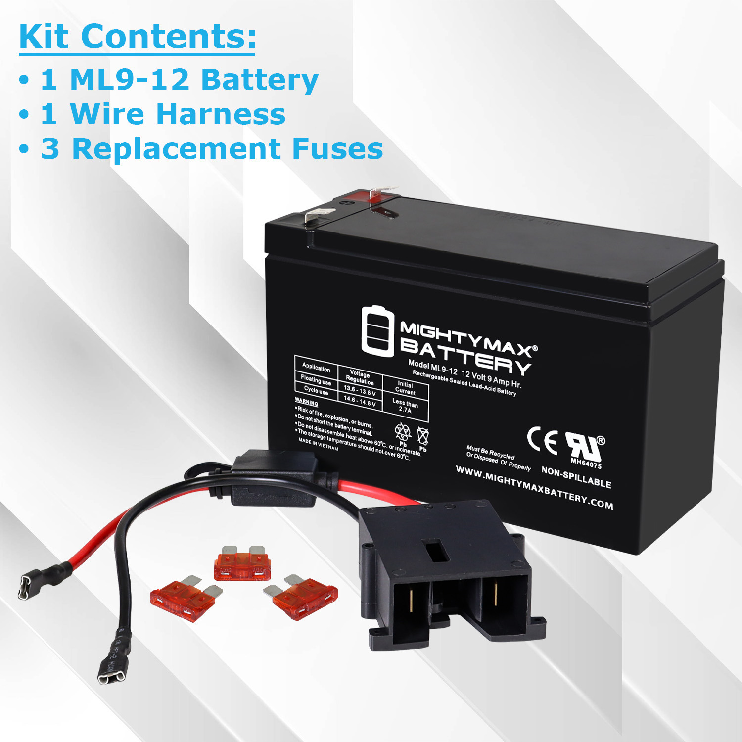 12V 9AH F2 SLA Replacement Battery Compatible With Rollplay Nighthawk Kid Ride-On Toy