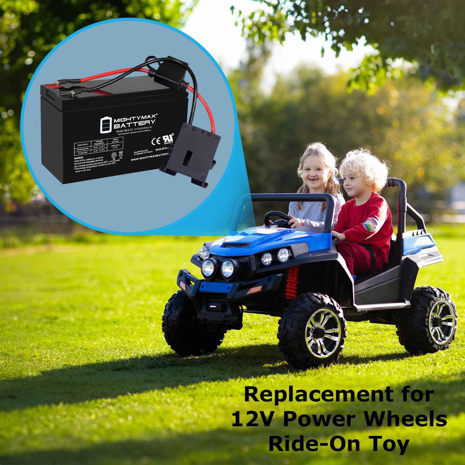 12V 9AH F2 SLA Replacement Battery Compatible With Rollplay Nighthawk Kid Ride-On Toy