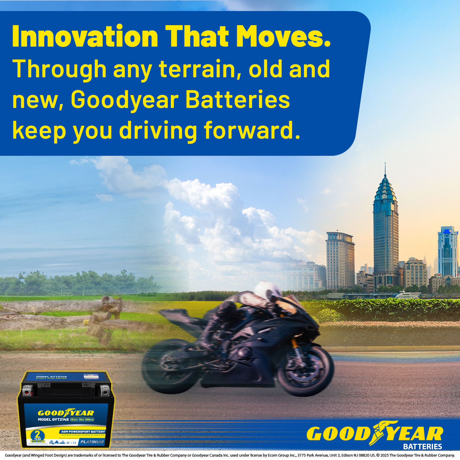 Goodyear GYTZ14S - 12 Volt 13 AH, 230 CCA, Rechargeable High-Performance, Maintenance Free, SLA - AGM Battery for Motorcycle, ATV, UTV, Scooter, Snowmobile, Motorbike and more!