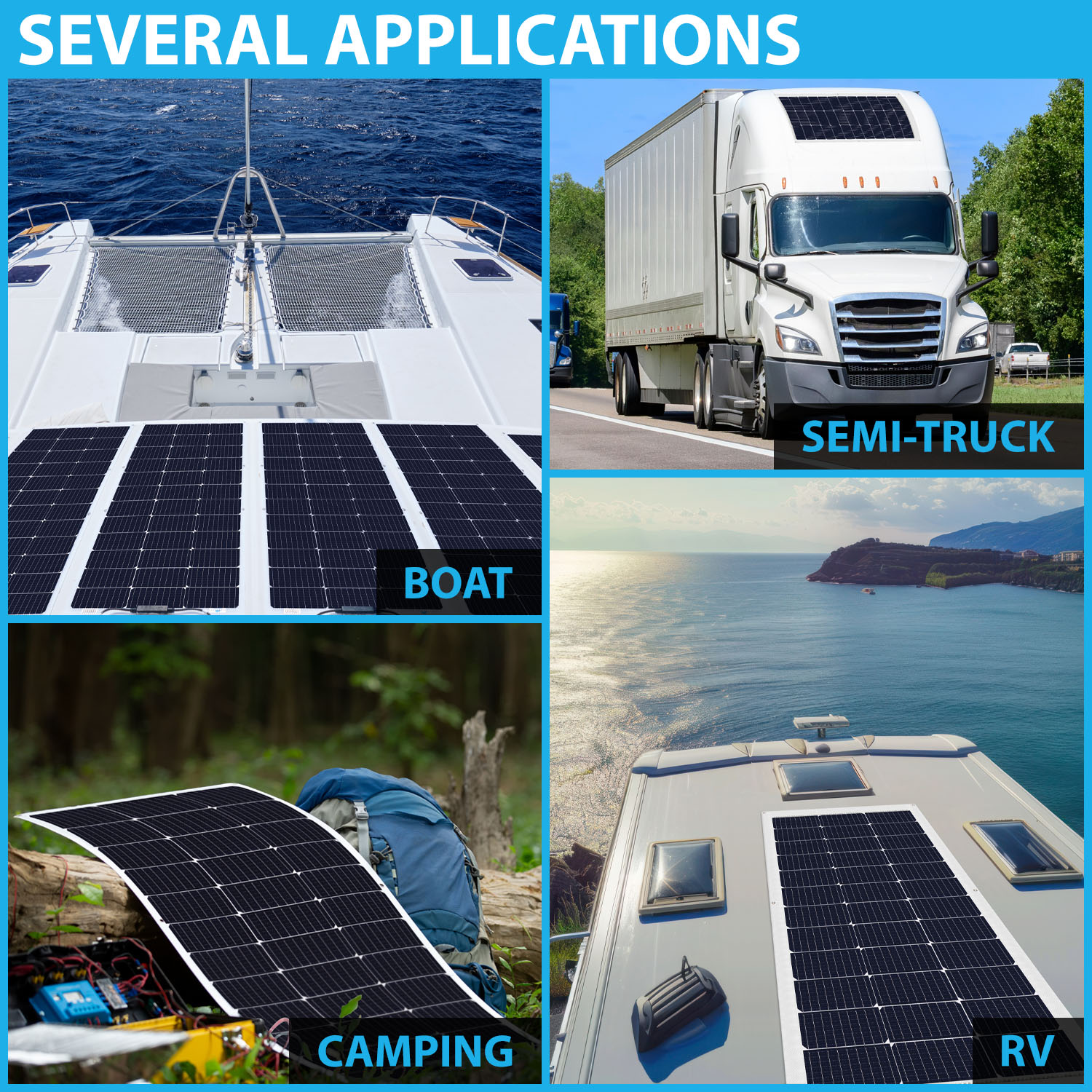 100 Watt 12 Volt, High Efficiency Monocrystalline Lightweight Solar Panel for RV Camping Boat Dock Battery Charge