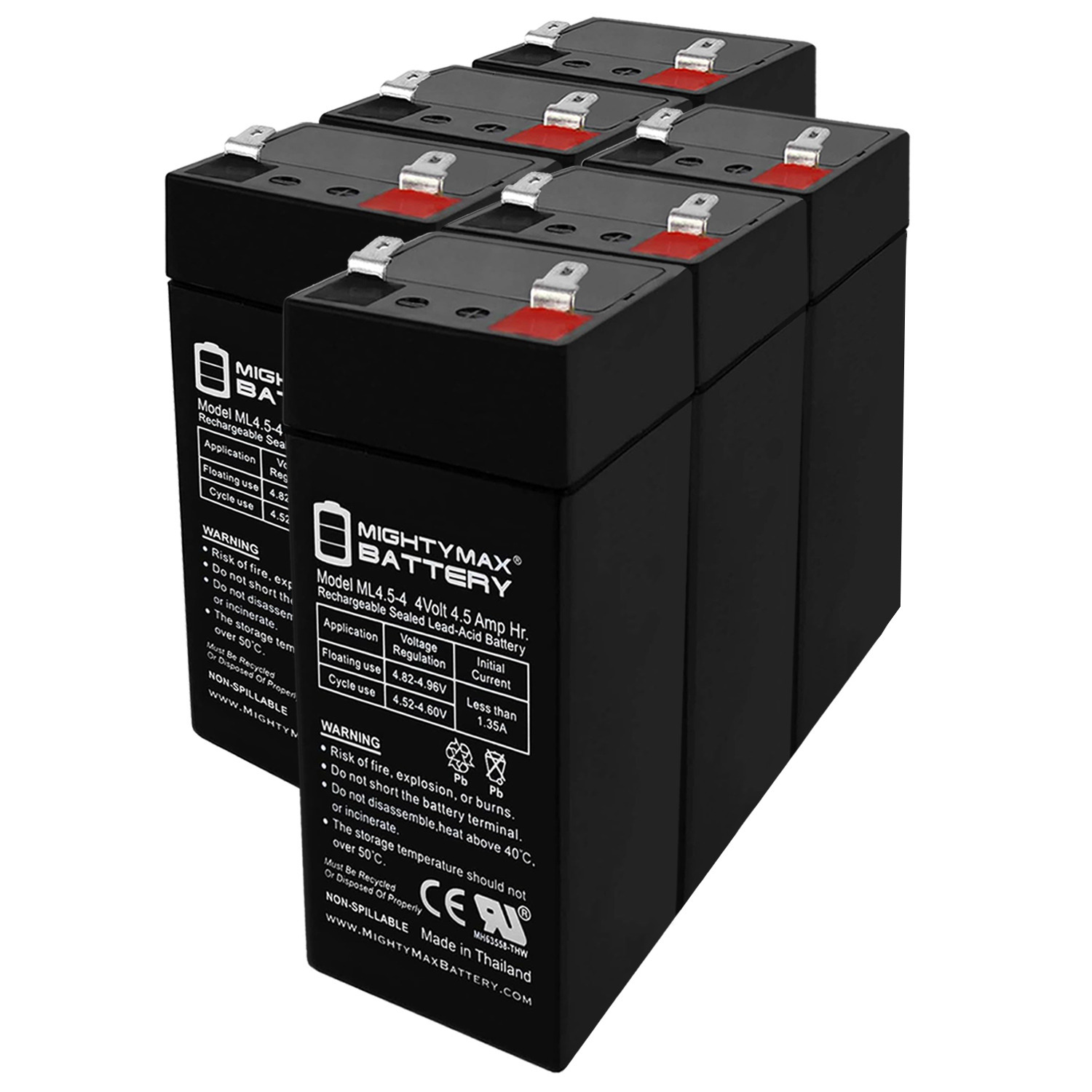 4 Volt 4.5AH F1 SLA Replacement Battery Compatible With Zoro Select 47022 - 6 Pack