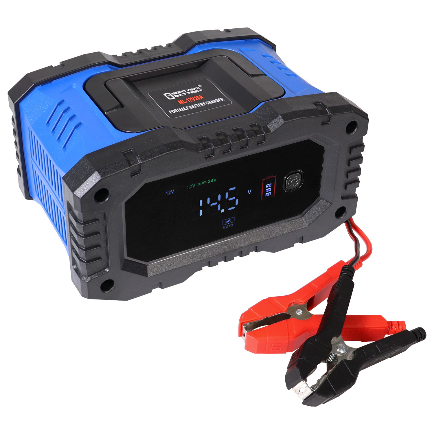 12V 20 Amp Smart Battery Charger and Maintainer with Repair Mode - Works with RV, Car, Boat, ATV, Trucks, Motorcycle, LiFePO4, AGM, SLA, Gel and Deep Cycle Batteries